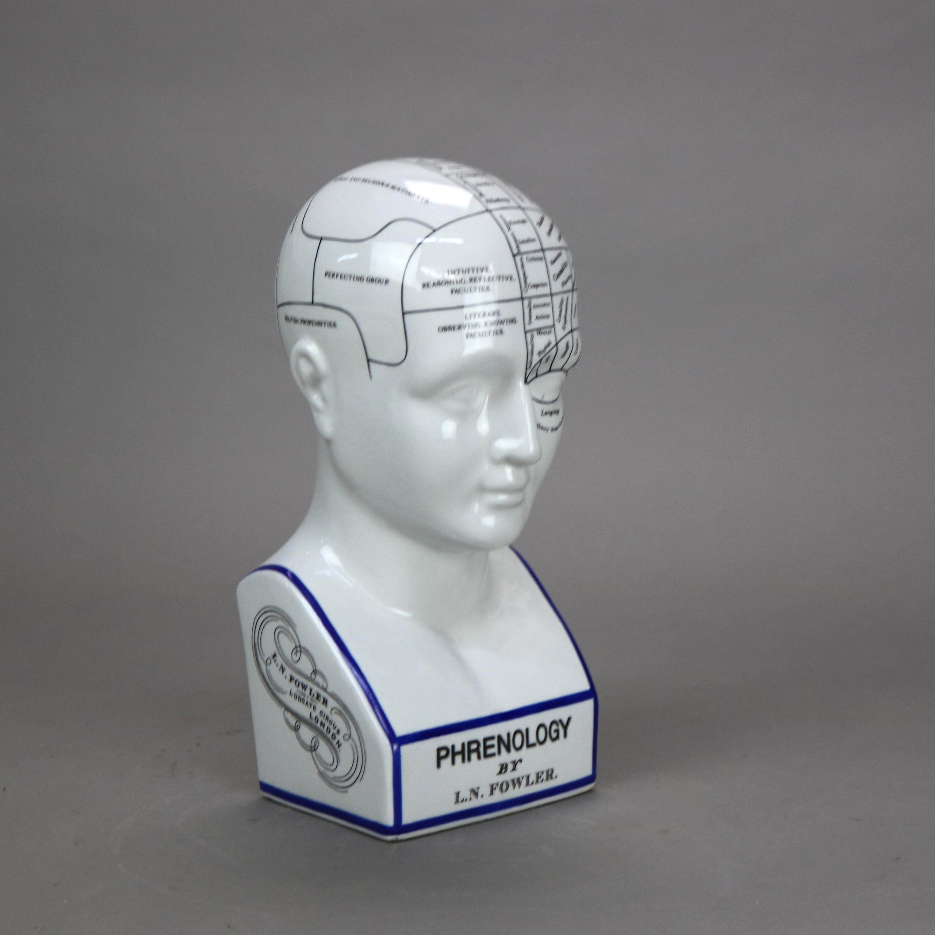 Vintage L. N. Fowler Pottery Phrenology Head by Authentic Models 20thC

Measures- 11.75