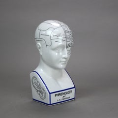 Cabeza frenológica de cerámica vintage L.N. Fowler de Authentic Models 20thC