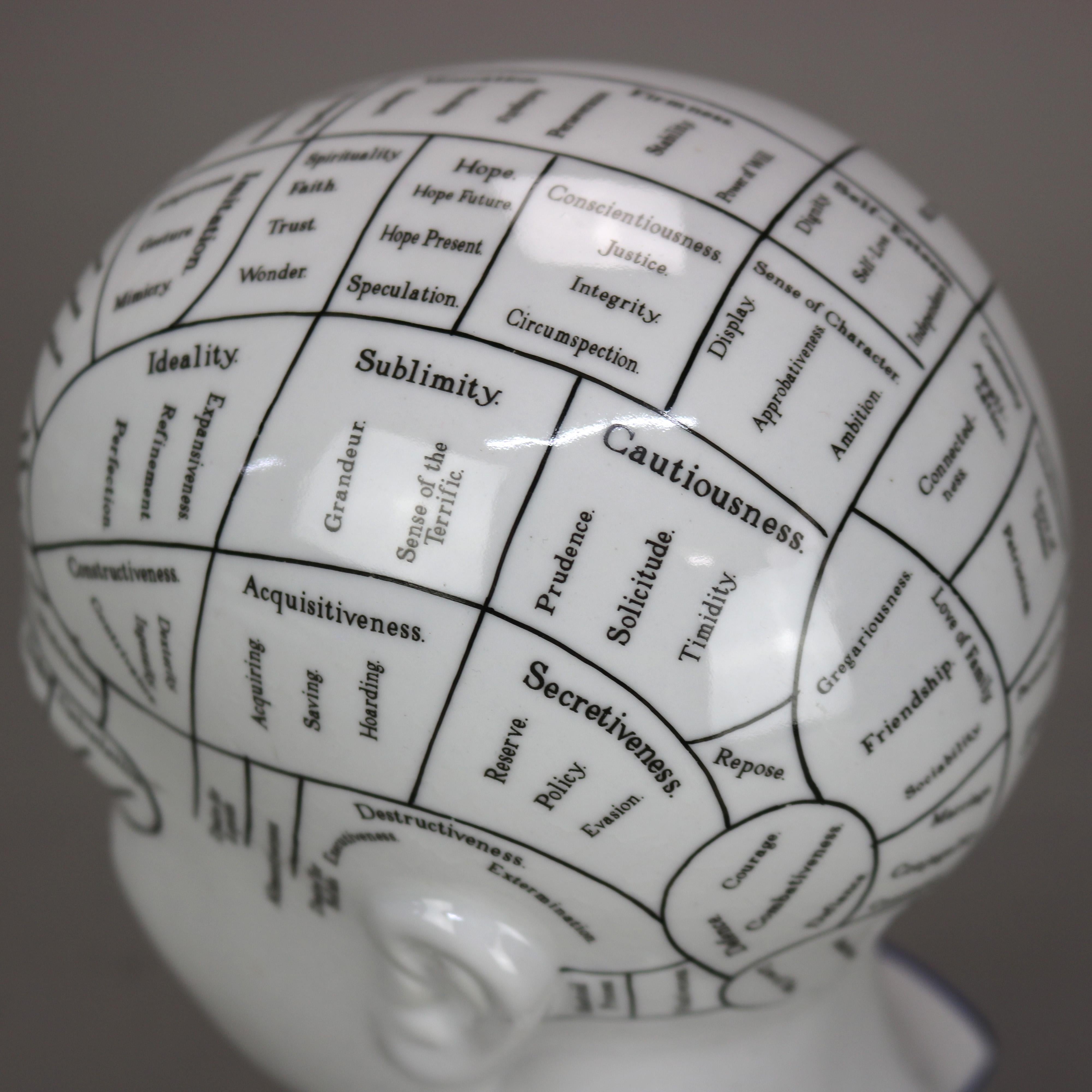 Vintage L. N. Fowler Pottery Phrenology Head by Authentic Models 20thC 3