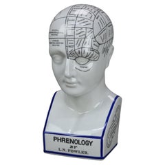 Vintage L. N. Fowler Pottery Phrenology Head by Authentic Models 20thC