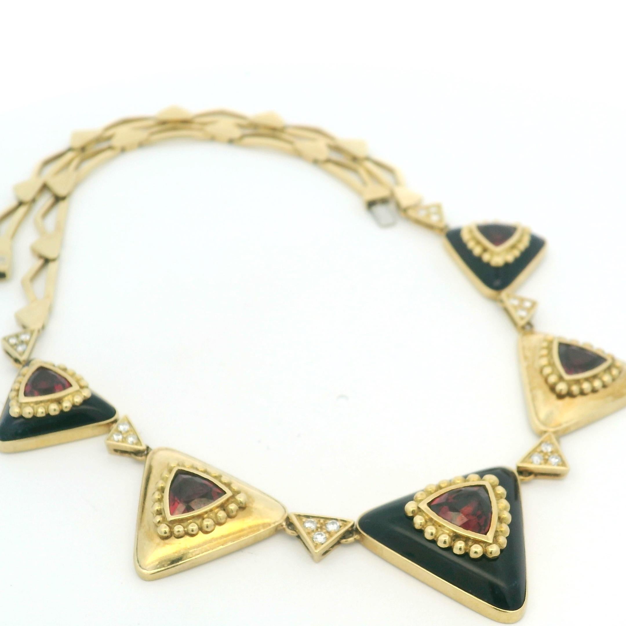 Collar vintage L. Ricci for Lancetti 18K de esmalte azul con turmalina natural en venta 4