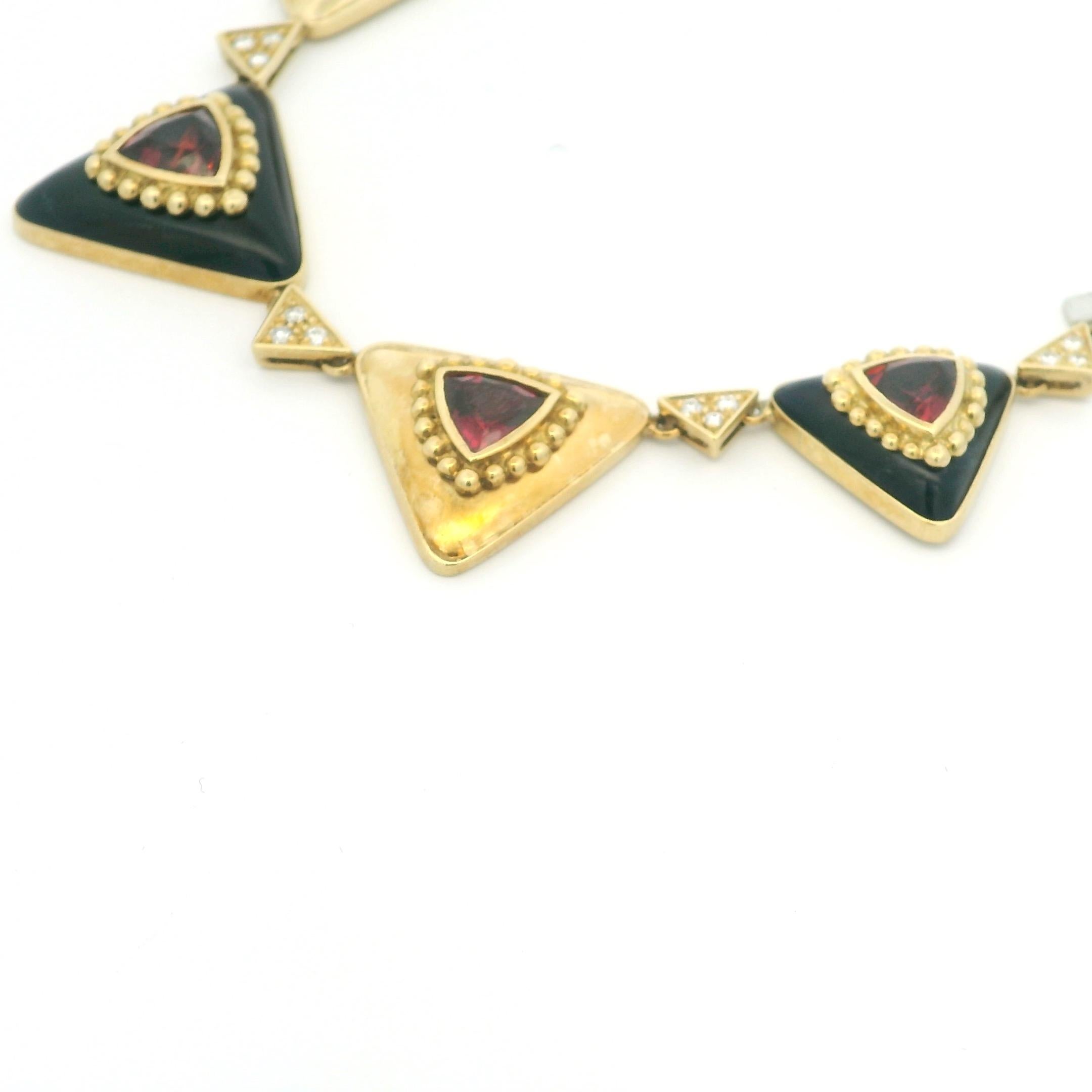 Collar vintage L. Ricci for Lancetti 18K de esmalte azul con turmalina natural en venta 5