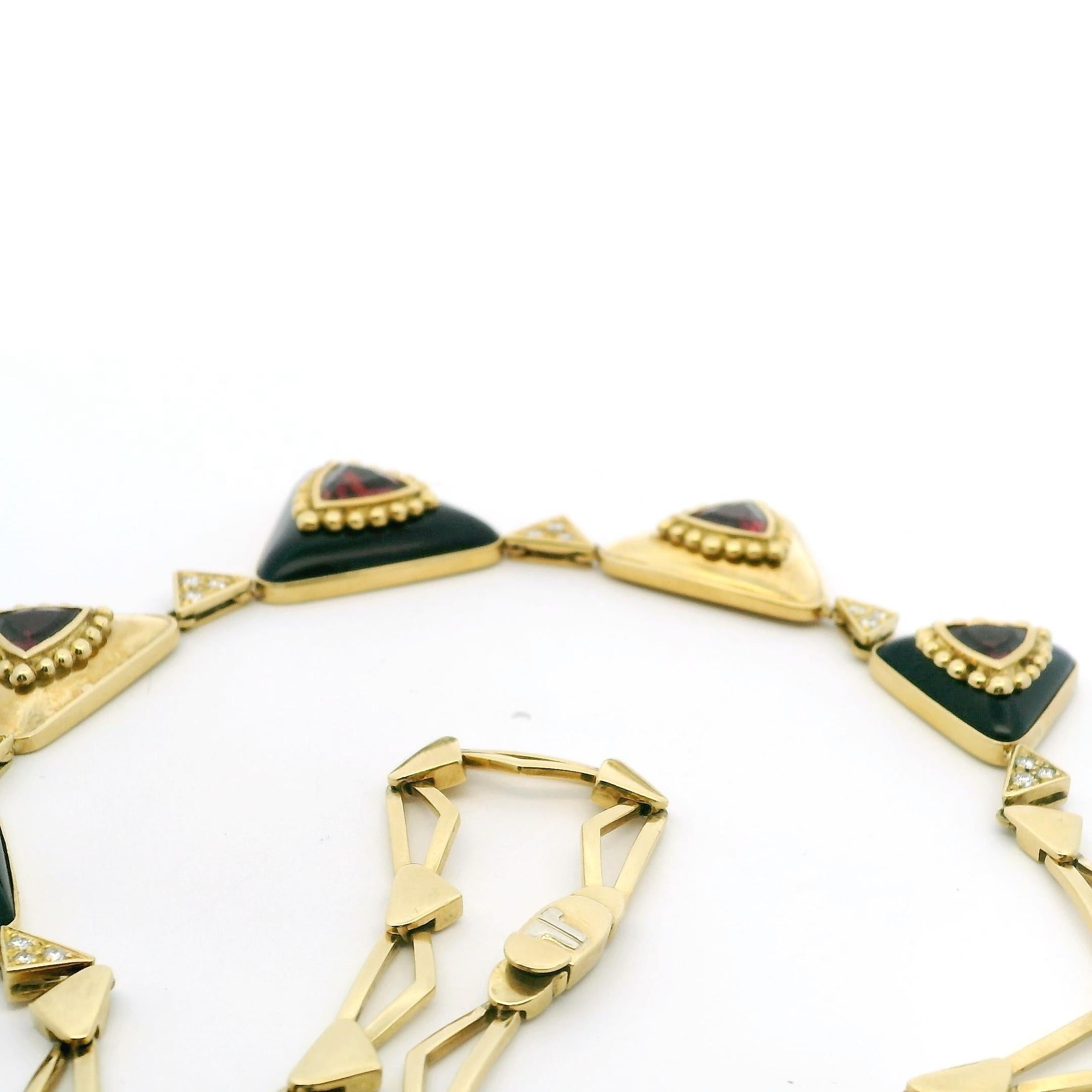 Collar vintage L. Ricci for Lancetti 18K de esmalte azul con turmalina natural en venta 13