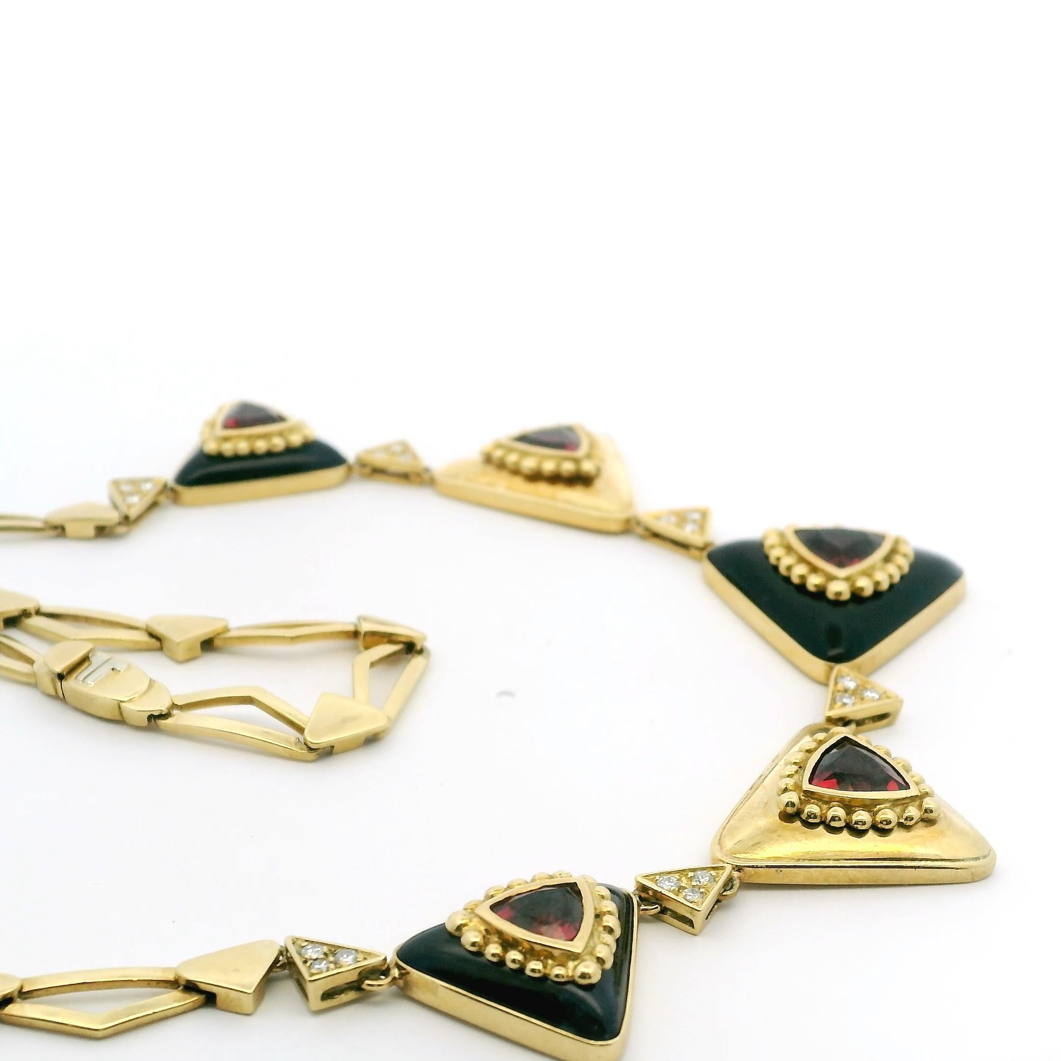 Collar vintage L. Ricci for Lancetti 18K de esmalte azul con turmalina natural en venta 14