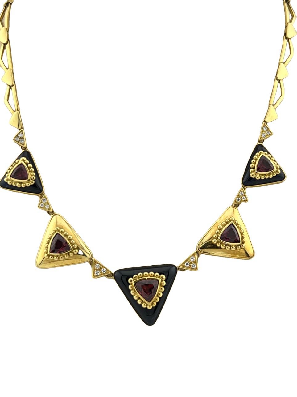 De las mujeres Collar vintage L. Ricci for Lancetti 18K de esmalte azul con turmalina natural en venta