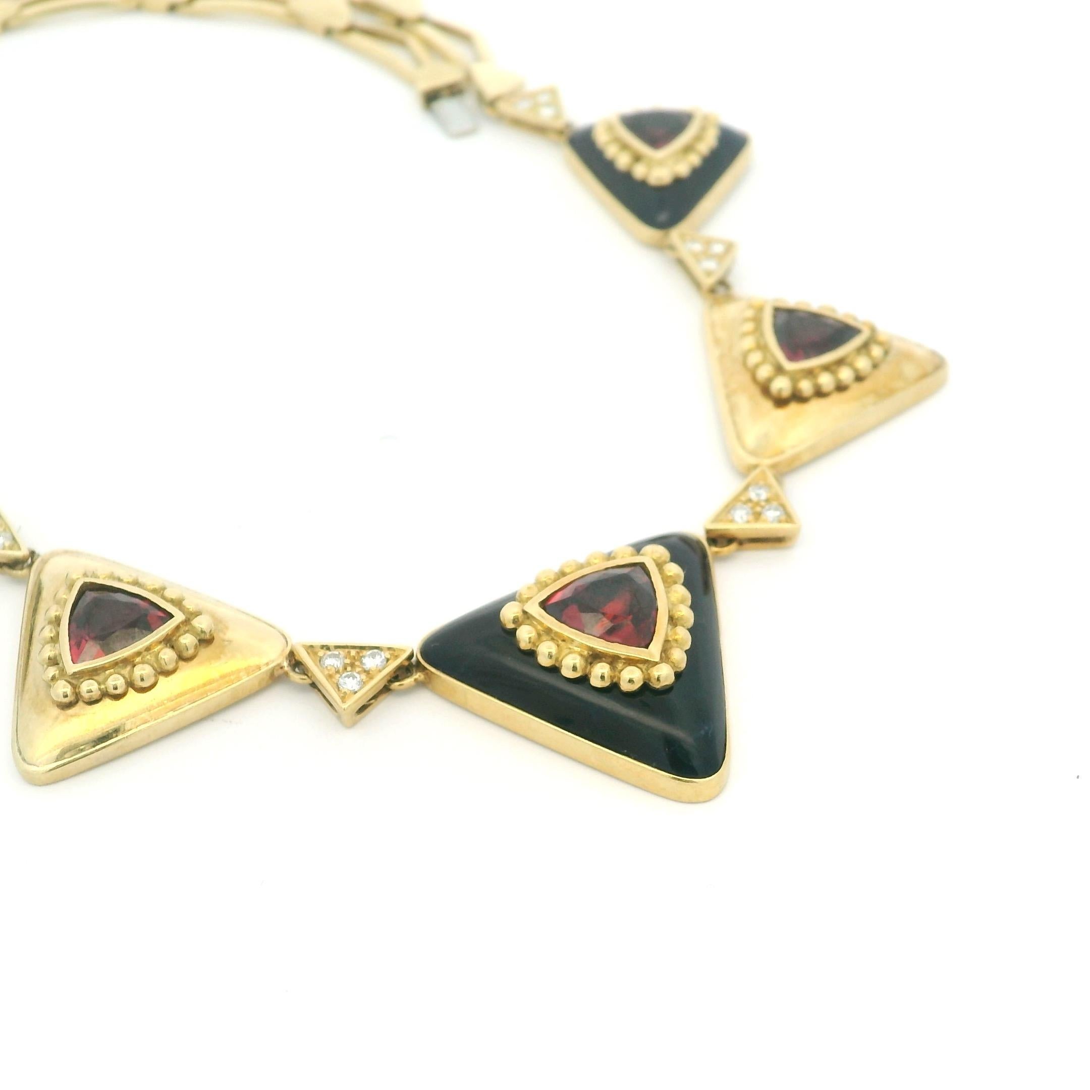 Collar vintage L. Ricci for Lancetti 18K de esmalte azul con turmalina natural en venta 2