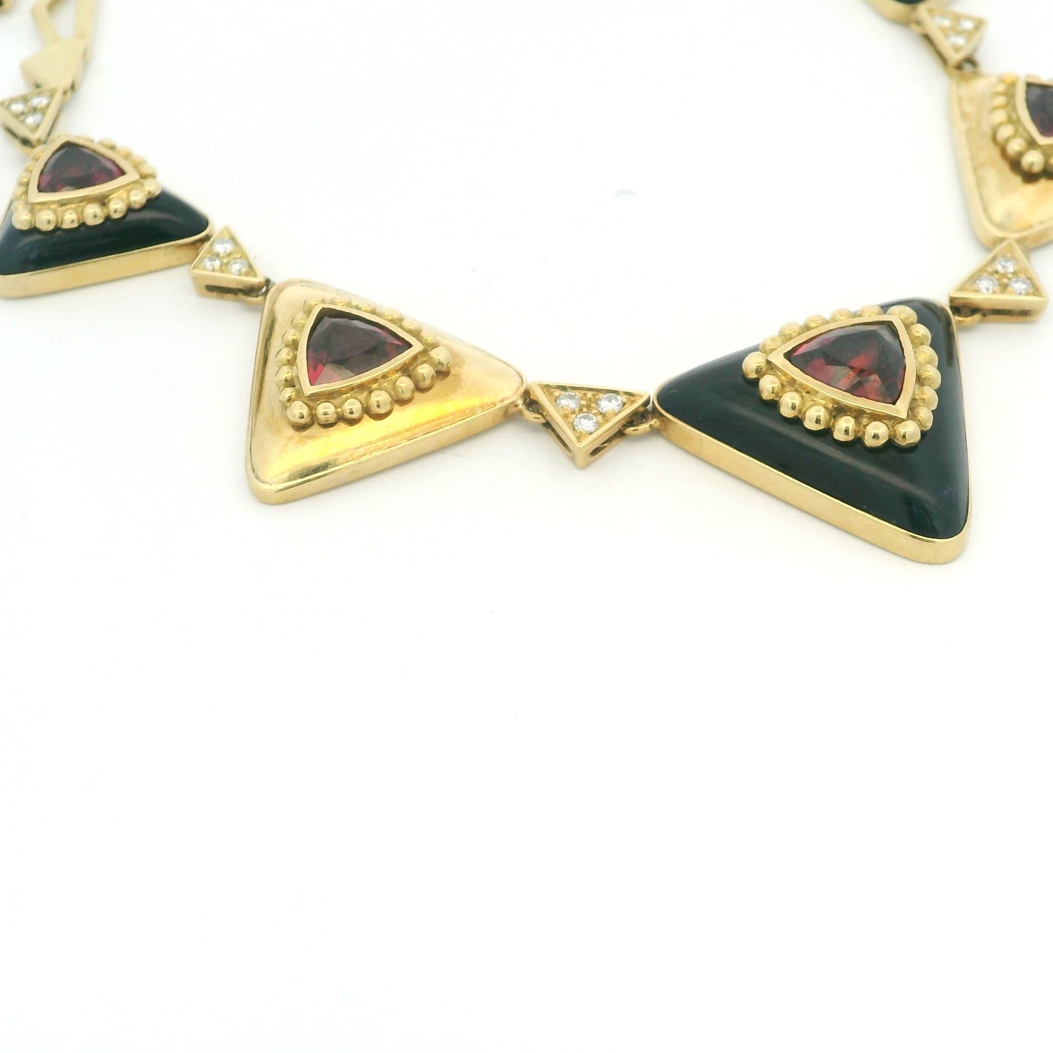 Collar vintage L. Ricci for Lancetti 18K de esmalte azul con turmalina natural en venta 3