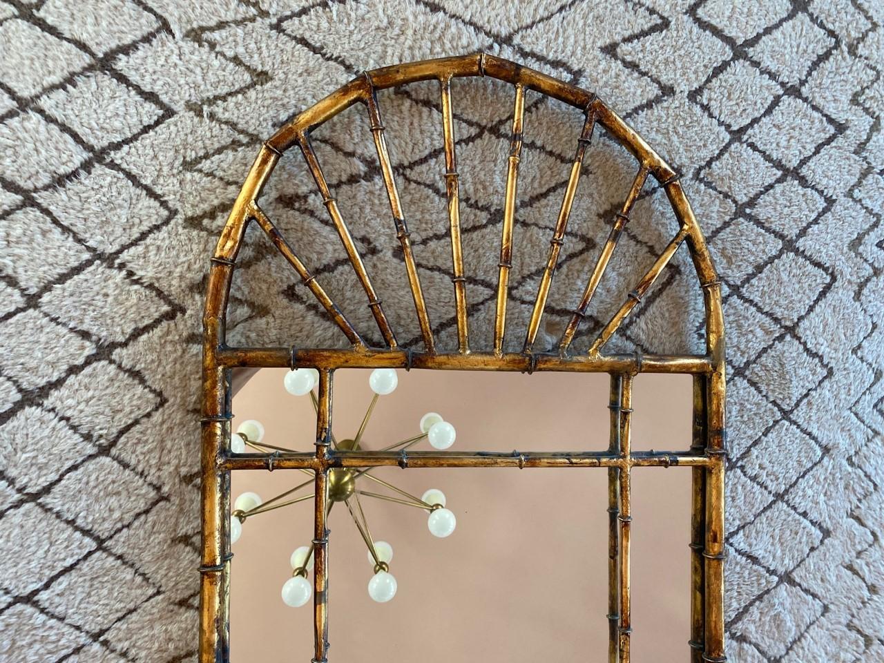 Spanish Vintage La Barge Hollywood Regency Gilt Faux Bamboo Mirror and Console Set