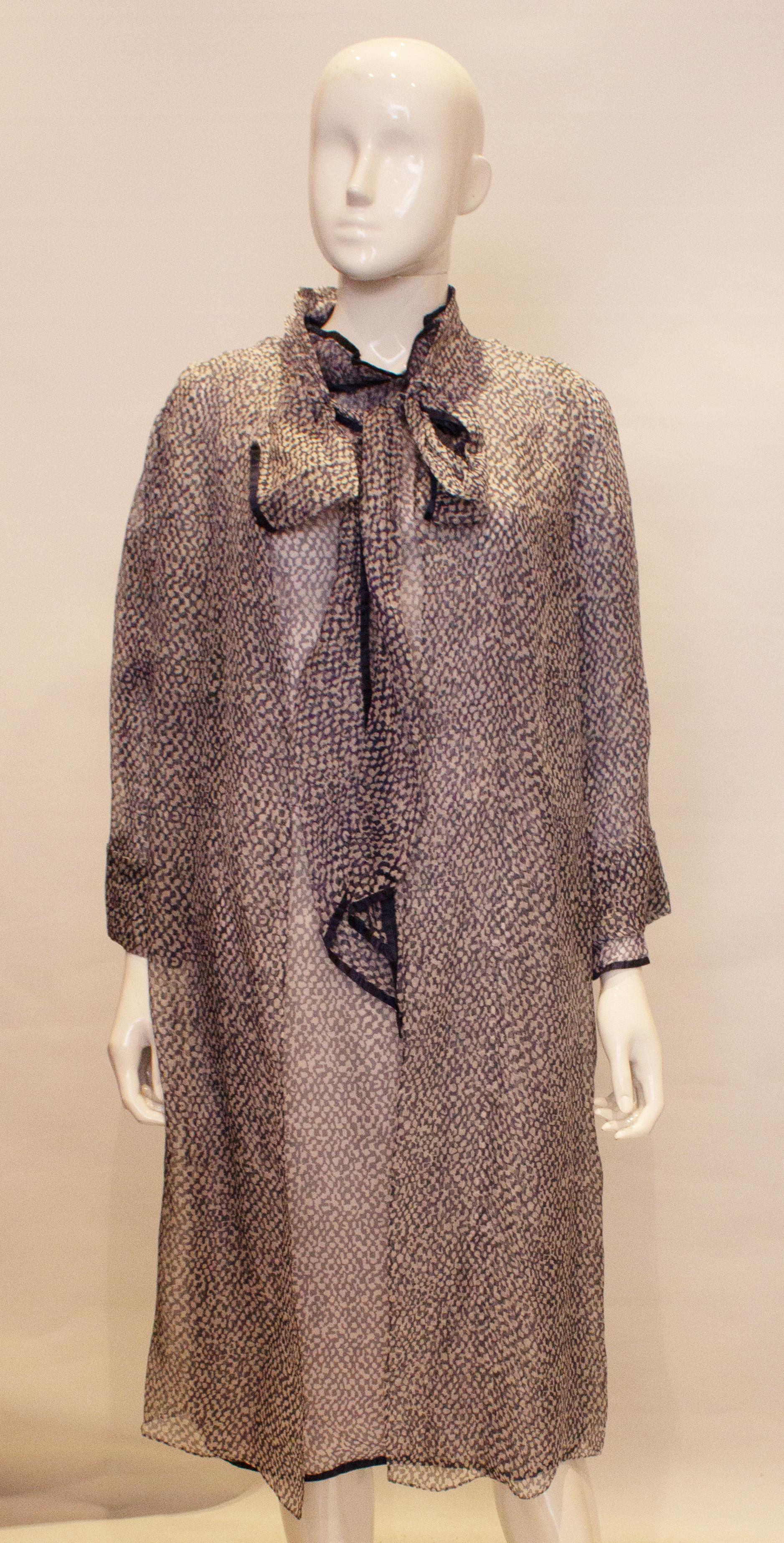 Vintage La Chasse Silk hiffon Dress and Coat In Good Condition For Sale In London, GB