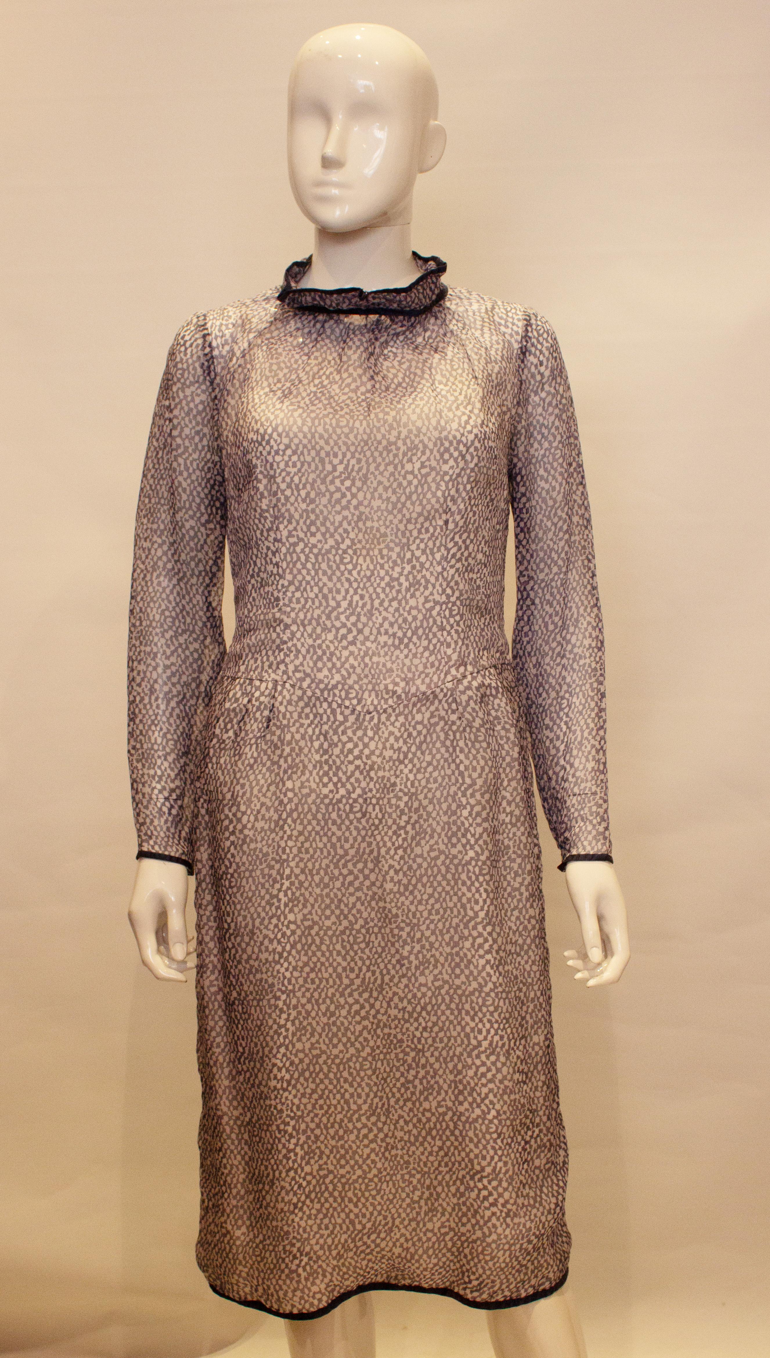 Women's Vintage La Chasse Silk hiffon Dress and Coat For Sale