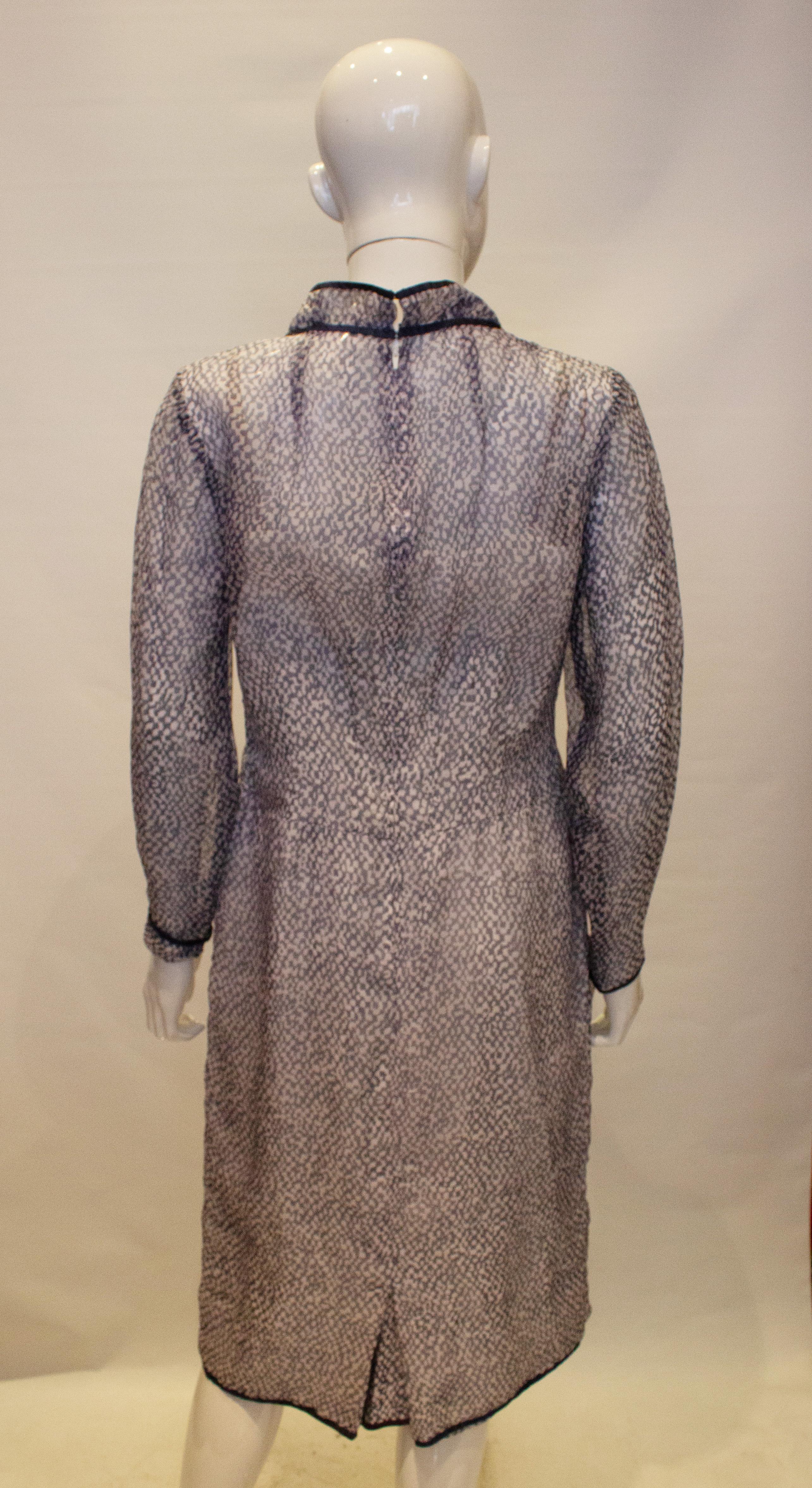 Vintage La Chasse Silk hiffon Dress and Coat For Sale 1