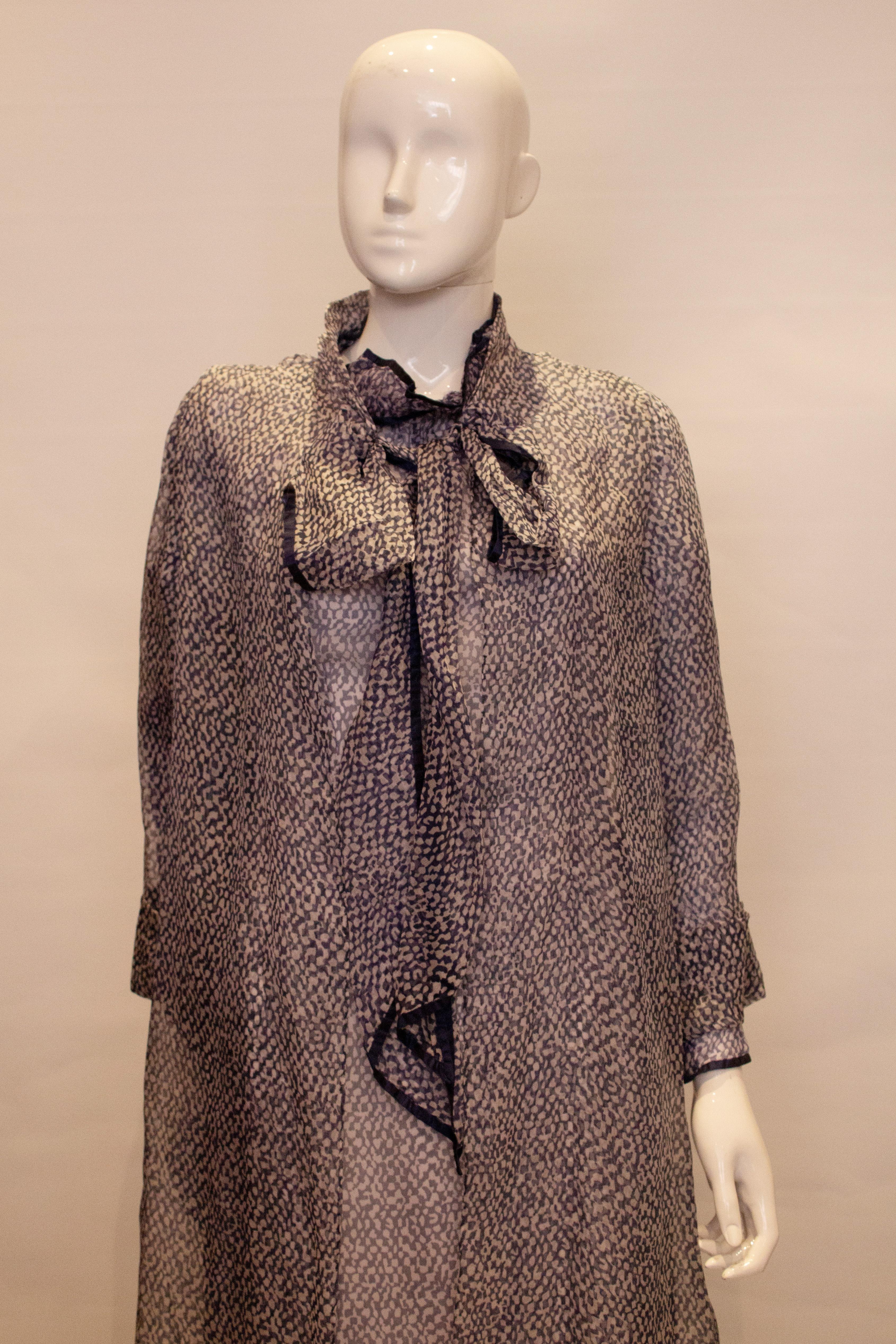 Vintage La Chasse Silk hiffon Dress and Coat For Sale 3