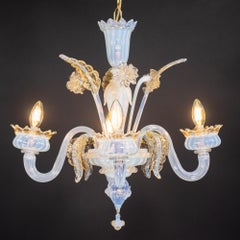 Vintage La Murrina Ca’ Rezzonico–Style Gold‑Infused Opaline Murano Chandelier