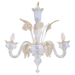 Vintage La Murrina Ca’ Rezzonico–Style Gold‑Infused Opaline Murano Chandelier