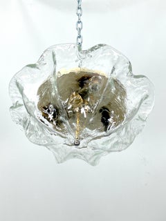 Lampada da soffitto La Murrina vintage in vetro di Murano trasparente e ottone. Italia anni '80