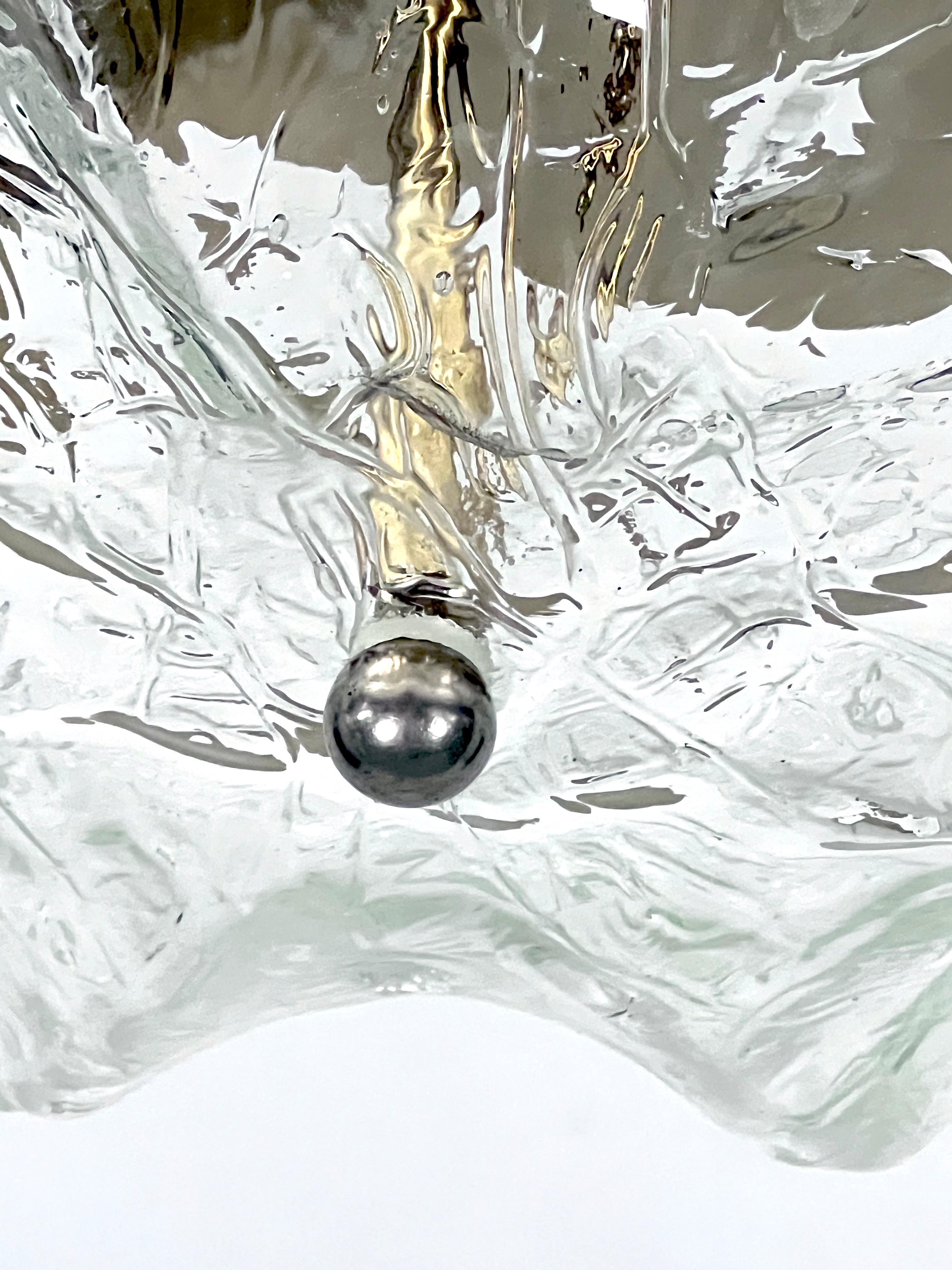 Vintage La Murrina Deckenleuchte aus klarem Murano Glas und Messing. Italien 1980er Jahre im Zustand „Gut“ im Angebot in Catania, CT