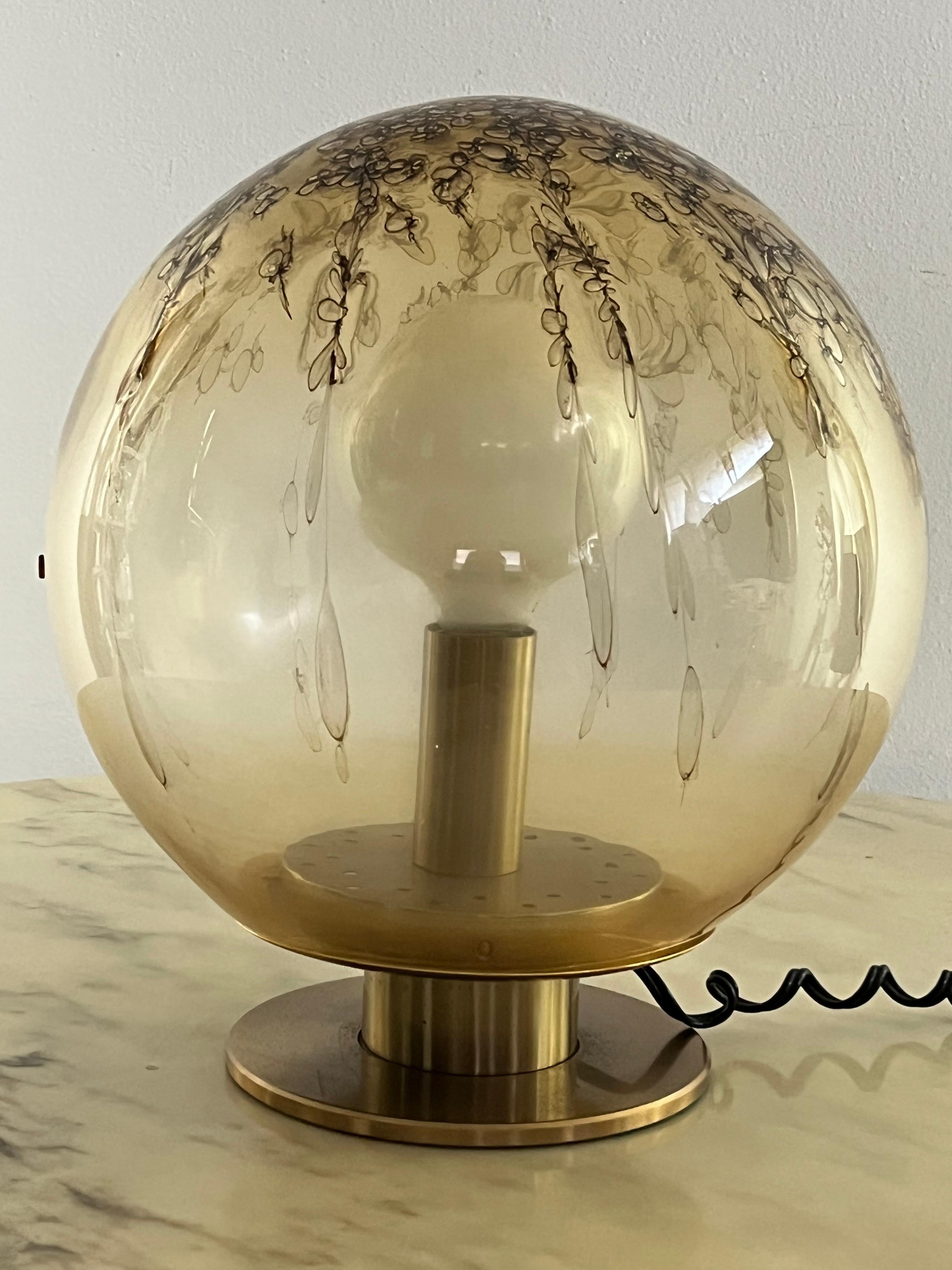 Lampe de bureau vintage La Murrina, verre de Murano et laiton, Italie, 1968 en vente 3
