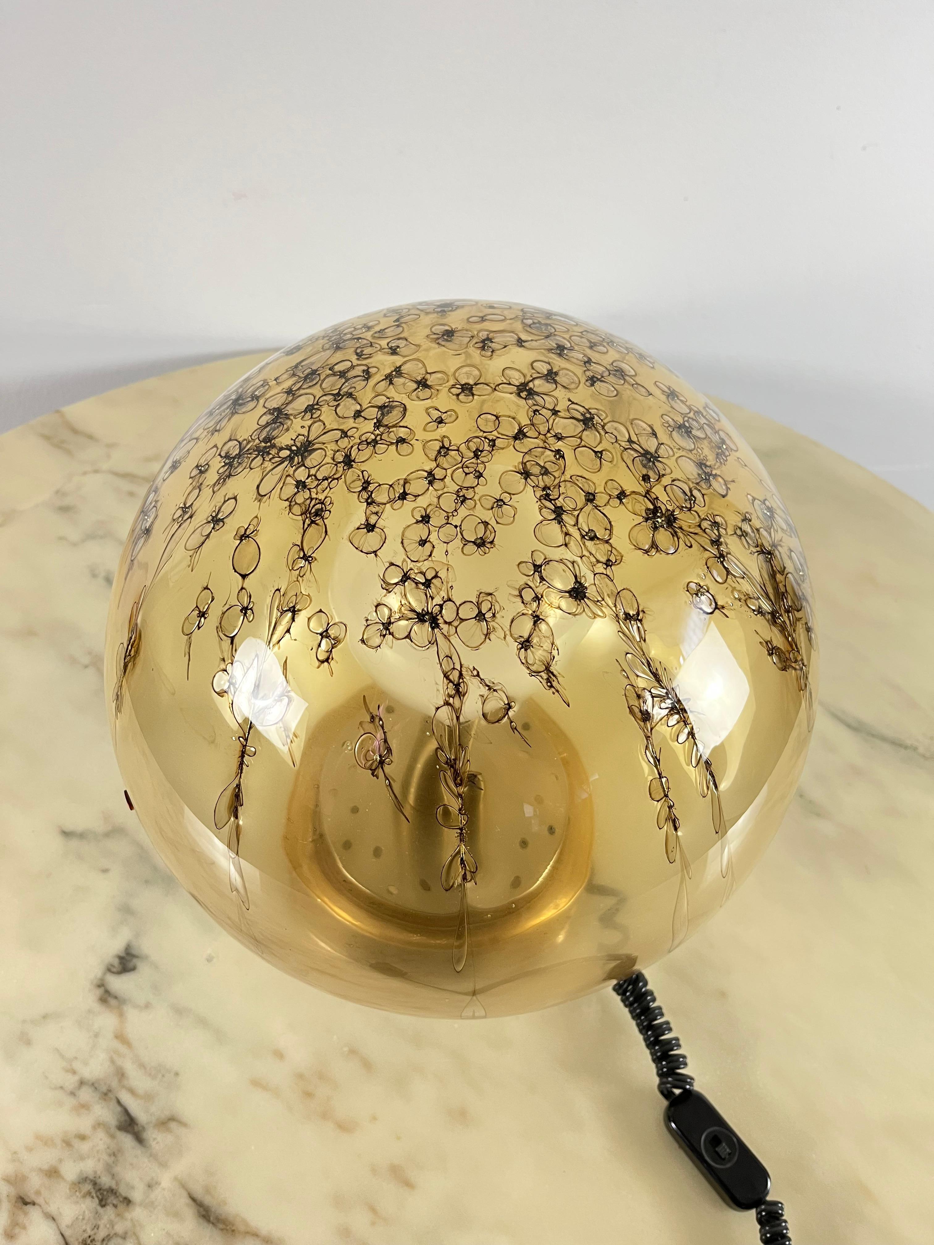 Milieu du XXe siècle Lampe de bureau vintage La Murrina, verre de Murano et laiton, Italie, 1968 en vente