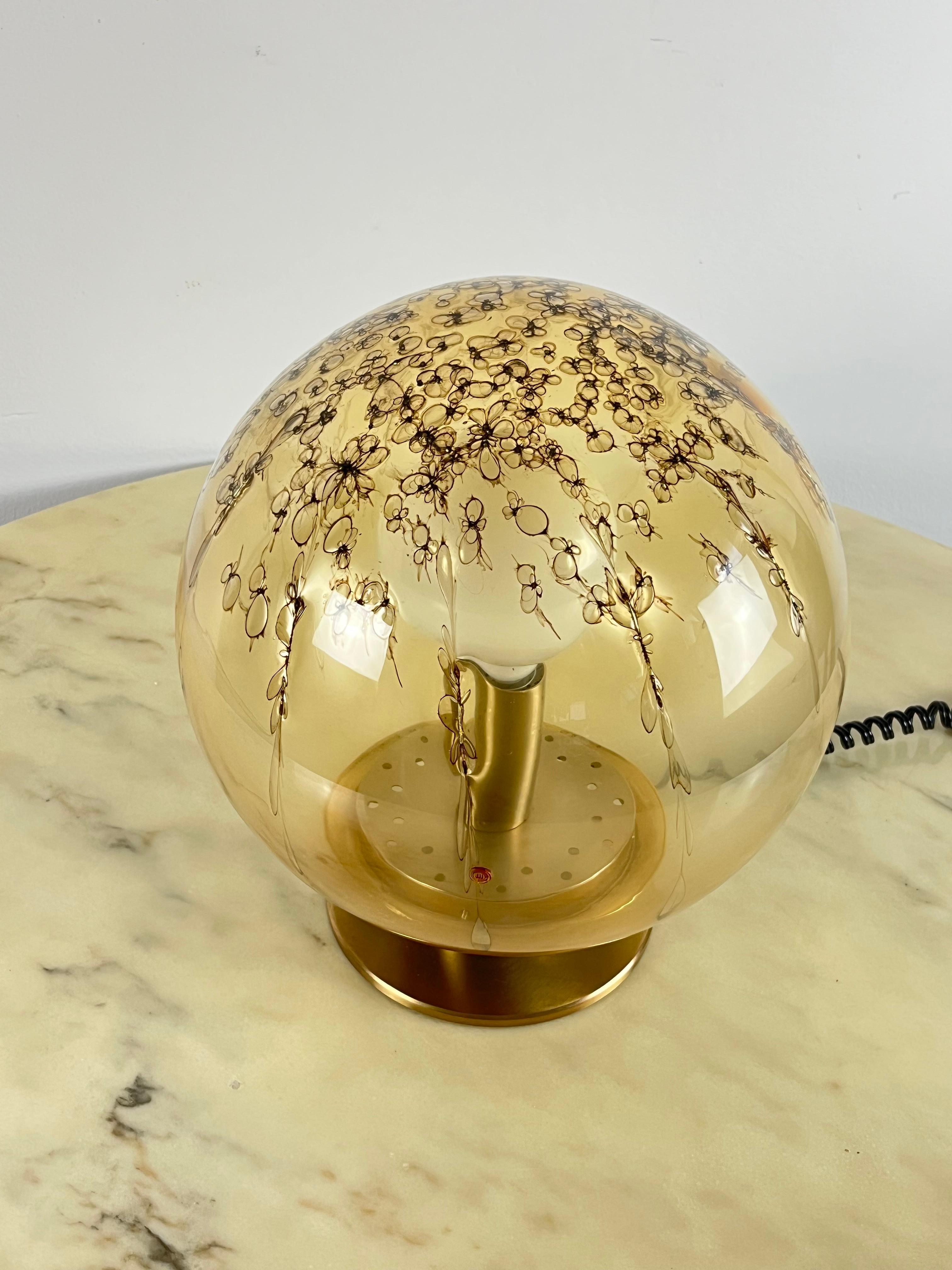 Brass Vintage La Murrina Table Lamp, Murano glass and brass, Italy, 1968 For Sale