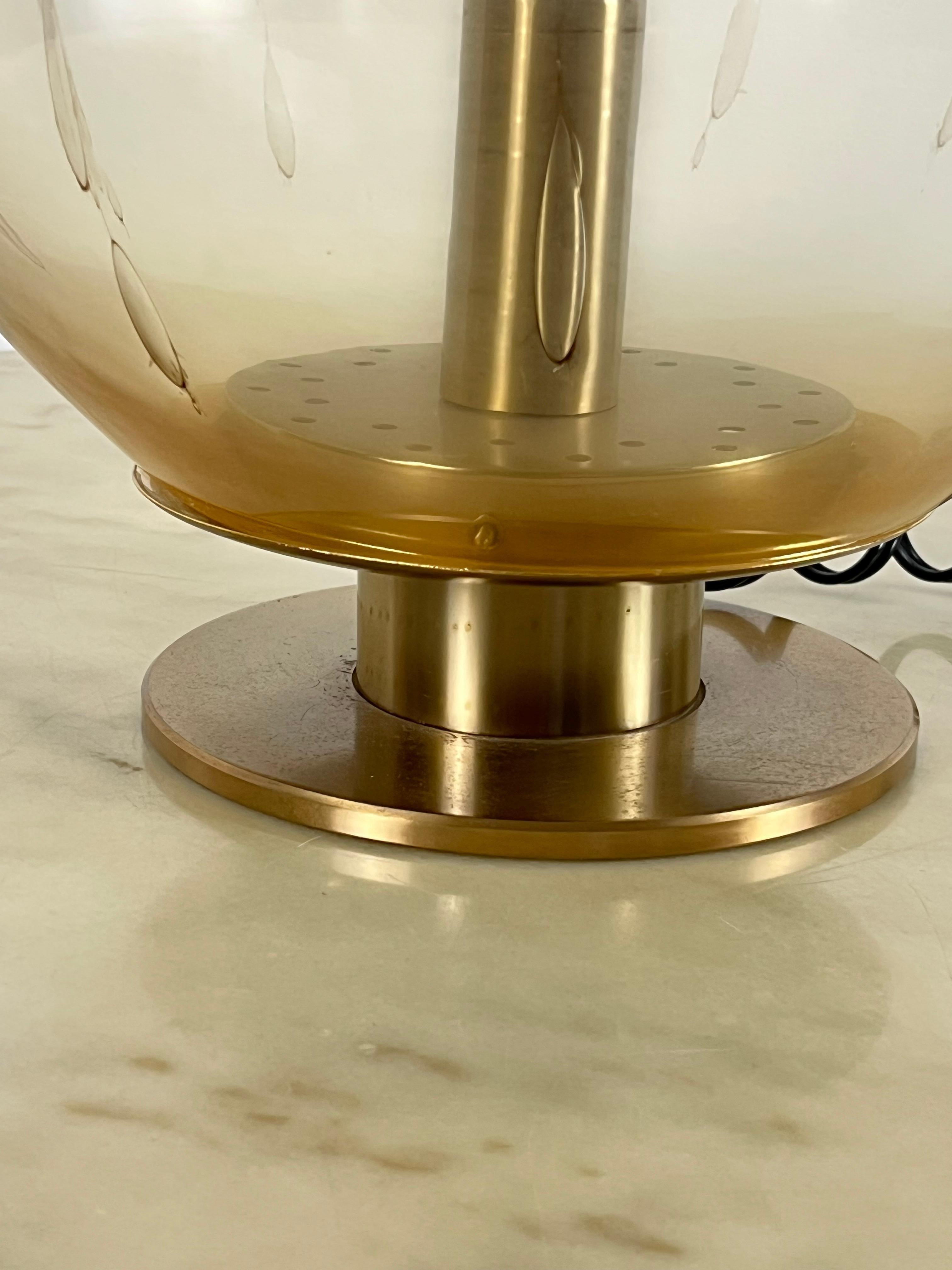 Lampe de bureau vintage La Murrina, verre de Murano et laiton, Italie, 1968 en vente 1