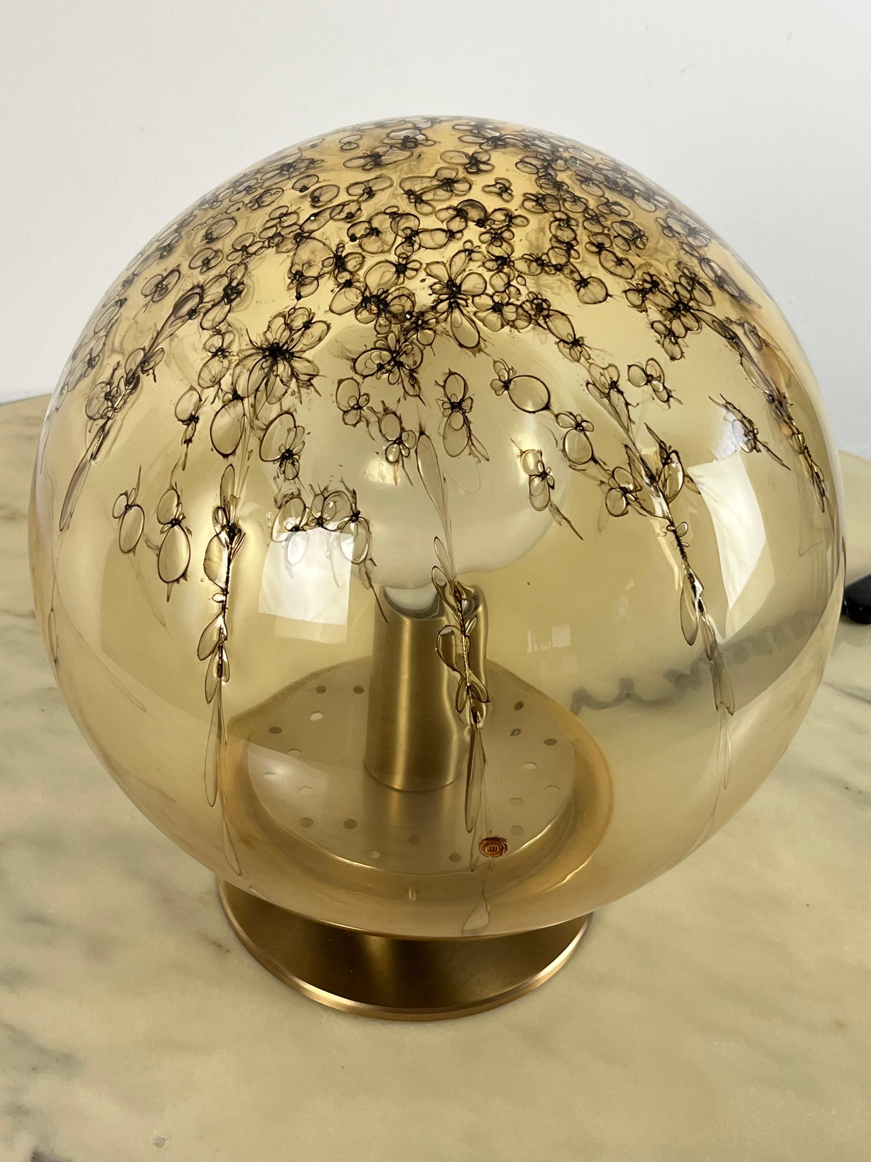 Lampe de bureau vintage La Murrina, verre de Murano et laiton, Italie, 1968 en vente 2