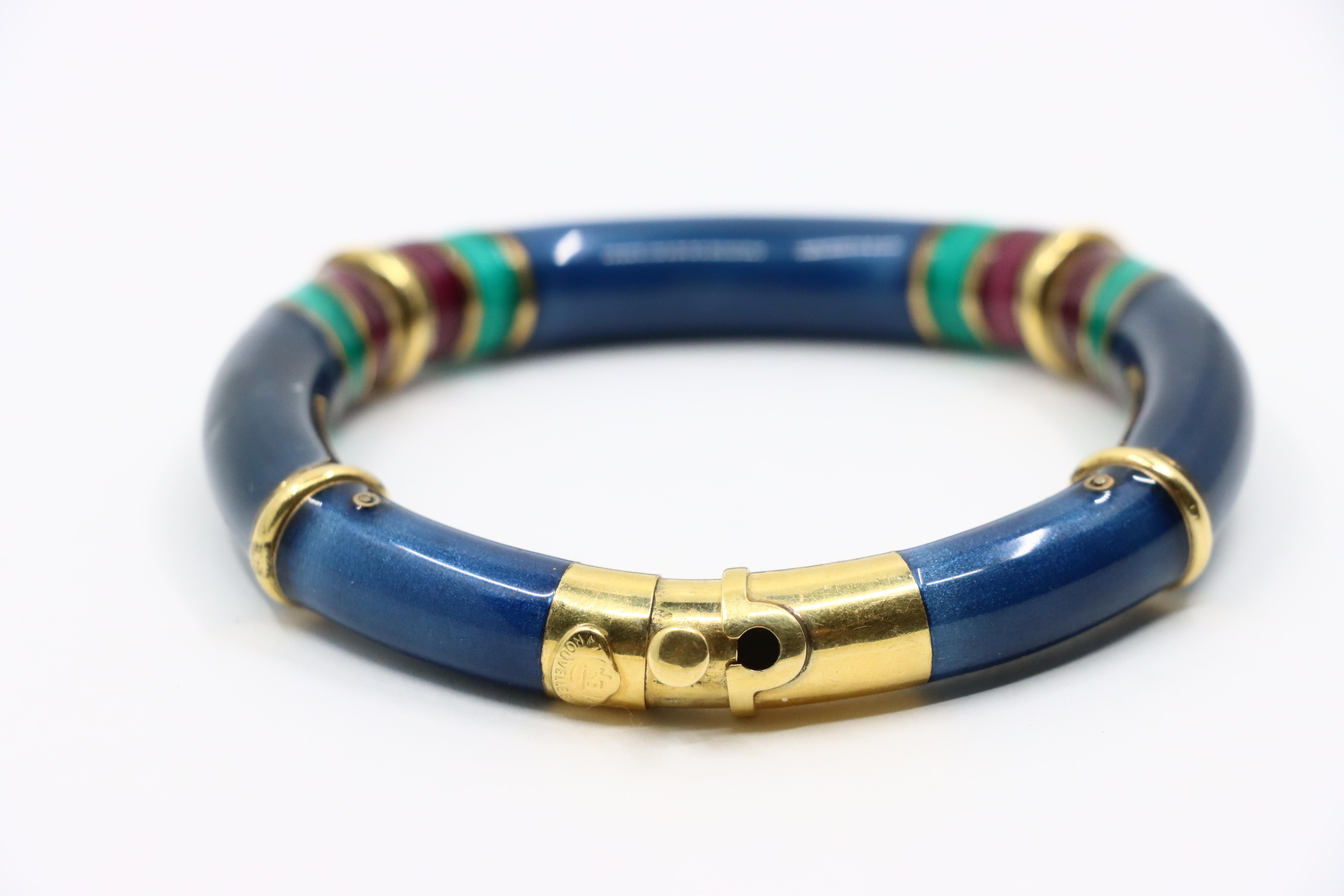 Vintage La Nouvelle Bague 18K Gold Enamel Bracelet 6