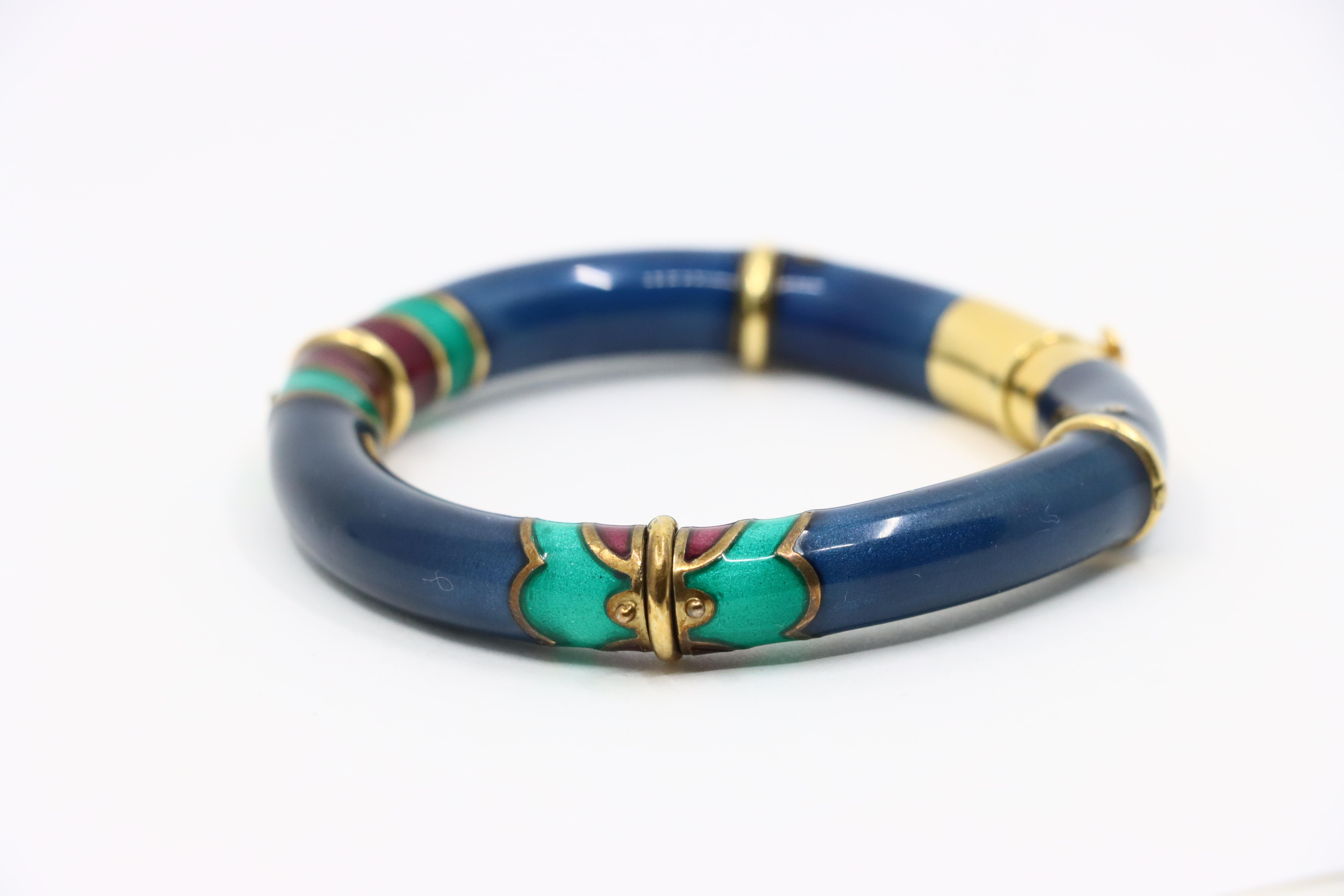 Vintage La Nouvelle Bague 18K Gold Enamel Bracelet 1