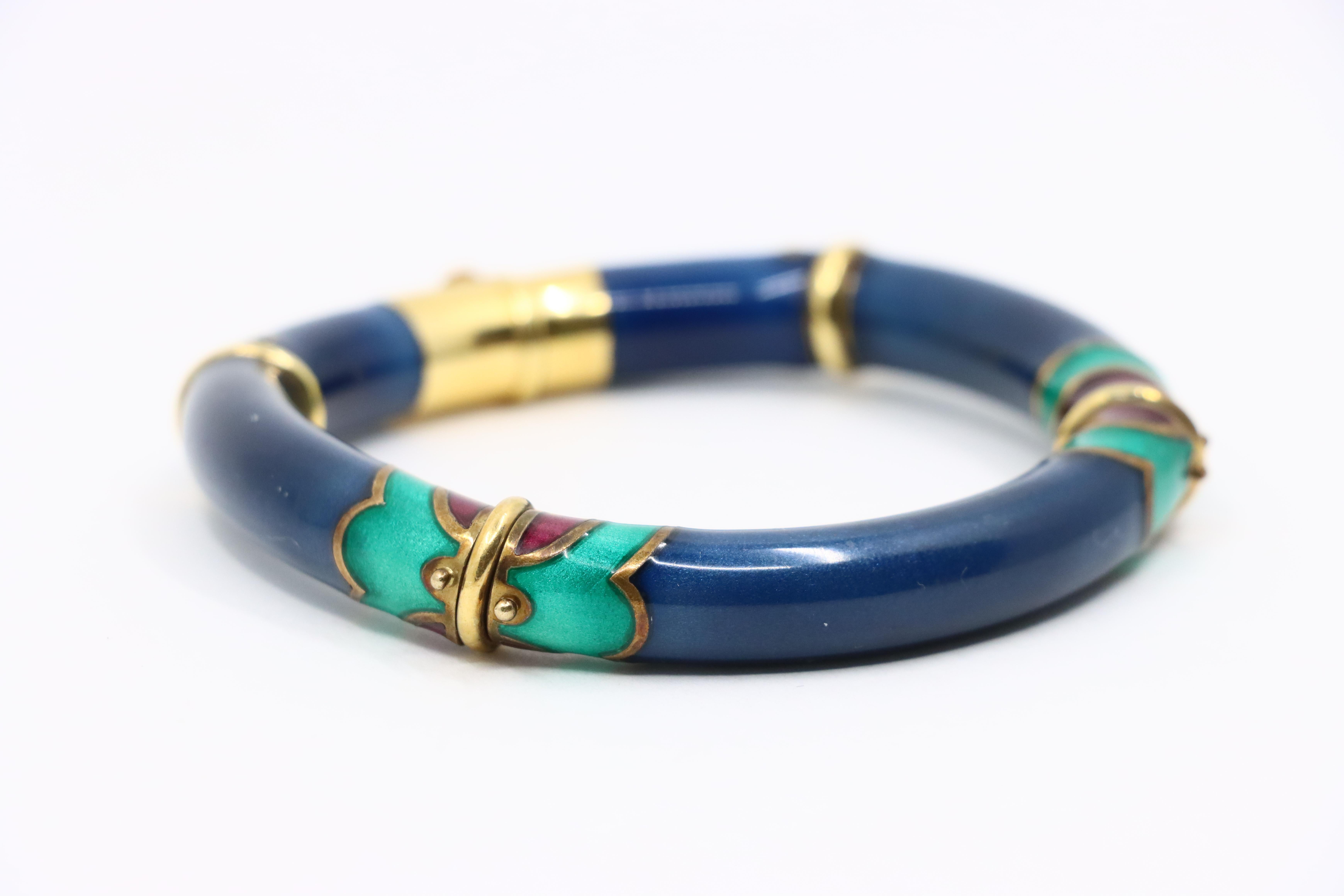 Vintage La Nouvelle Bague 18K Gold Enamel Bracelet 2
