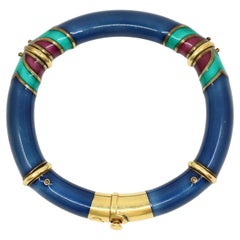 Vintage La Nouvelle Bague 18K Gold Enamel Bracelet
