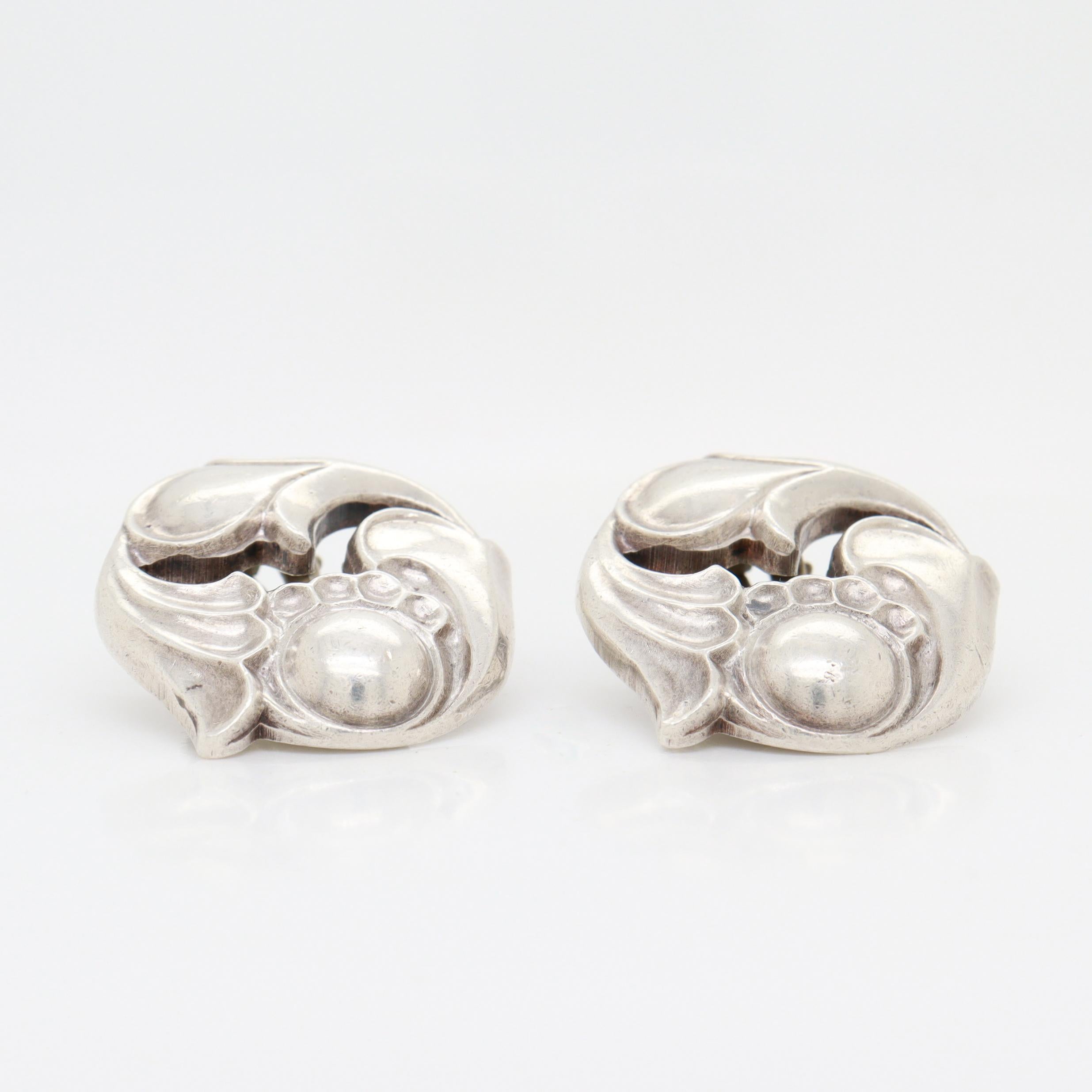 Vintage La Paglia for International Sterling Silver Clip-On Earrings No. 140 For Sale 5