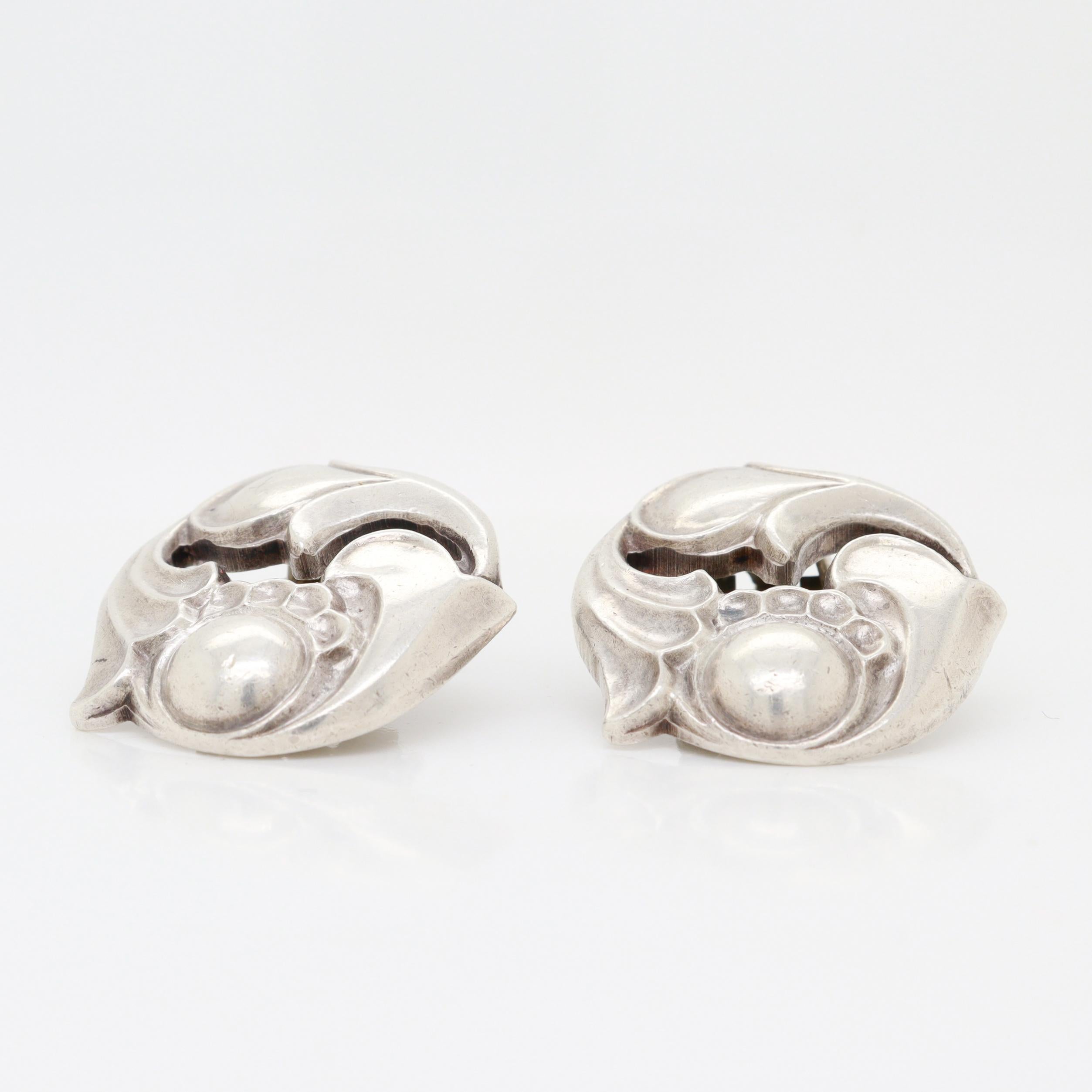 Vintage La Paglia for International Sterling Silver Clip-On Earrings No. 140 For Sale 6
