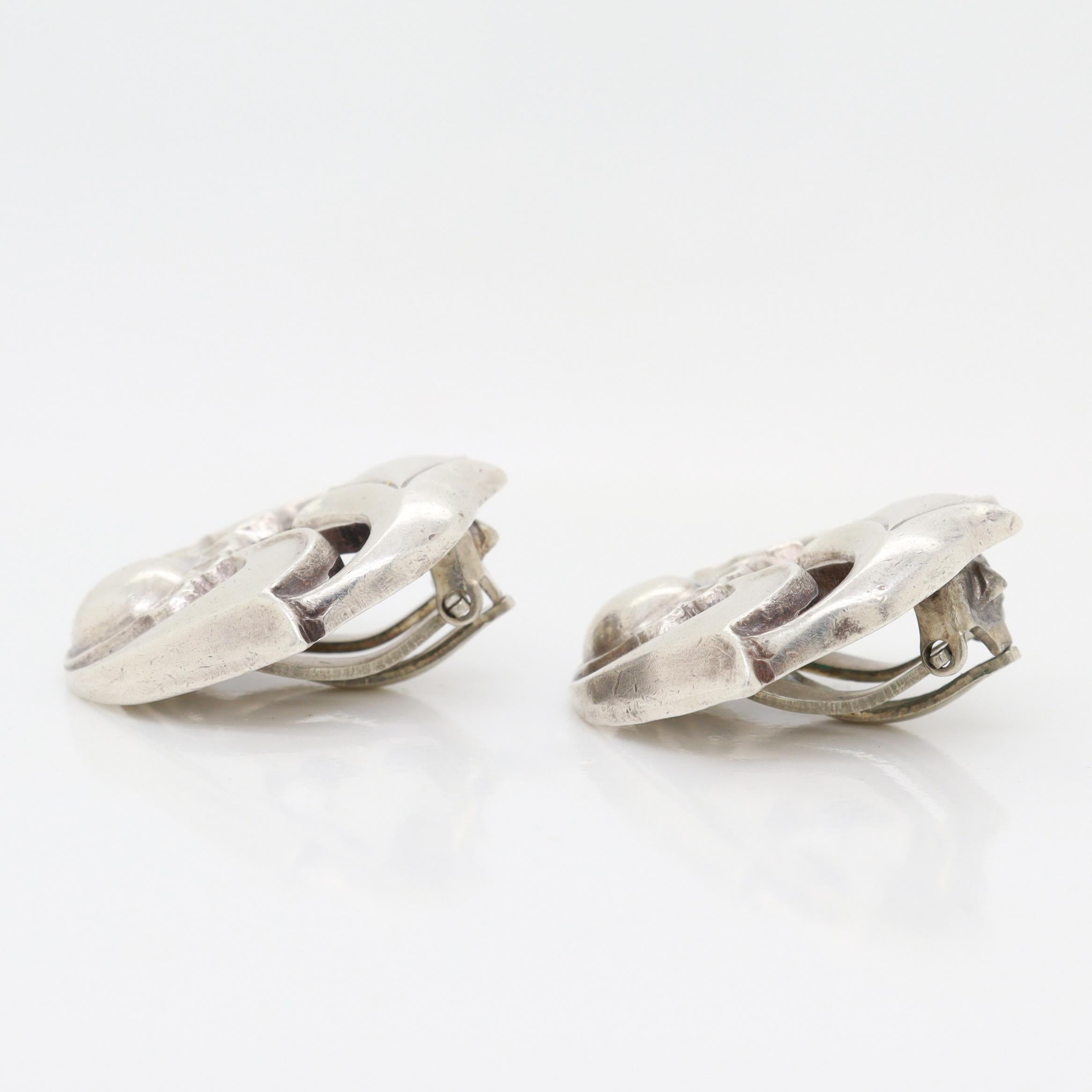 Vintage La Paglia for International Sterling Silver Clip-On Earrings No. 140 For Sale 7