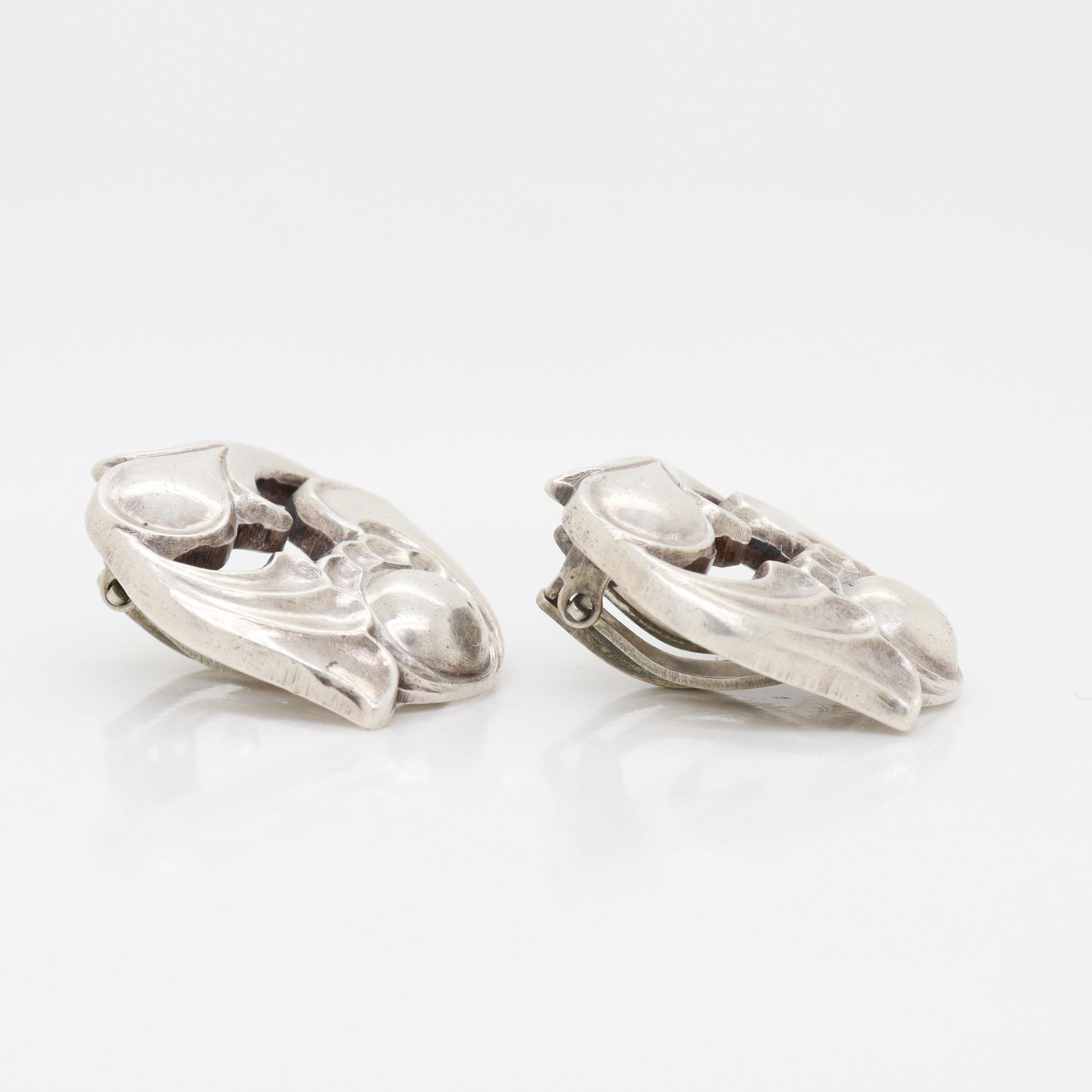 Vintage La Paglia for International Sterling Silver Clip-On Earrings No. 140 For Sale 9