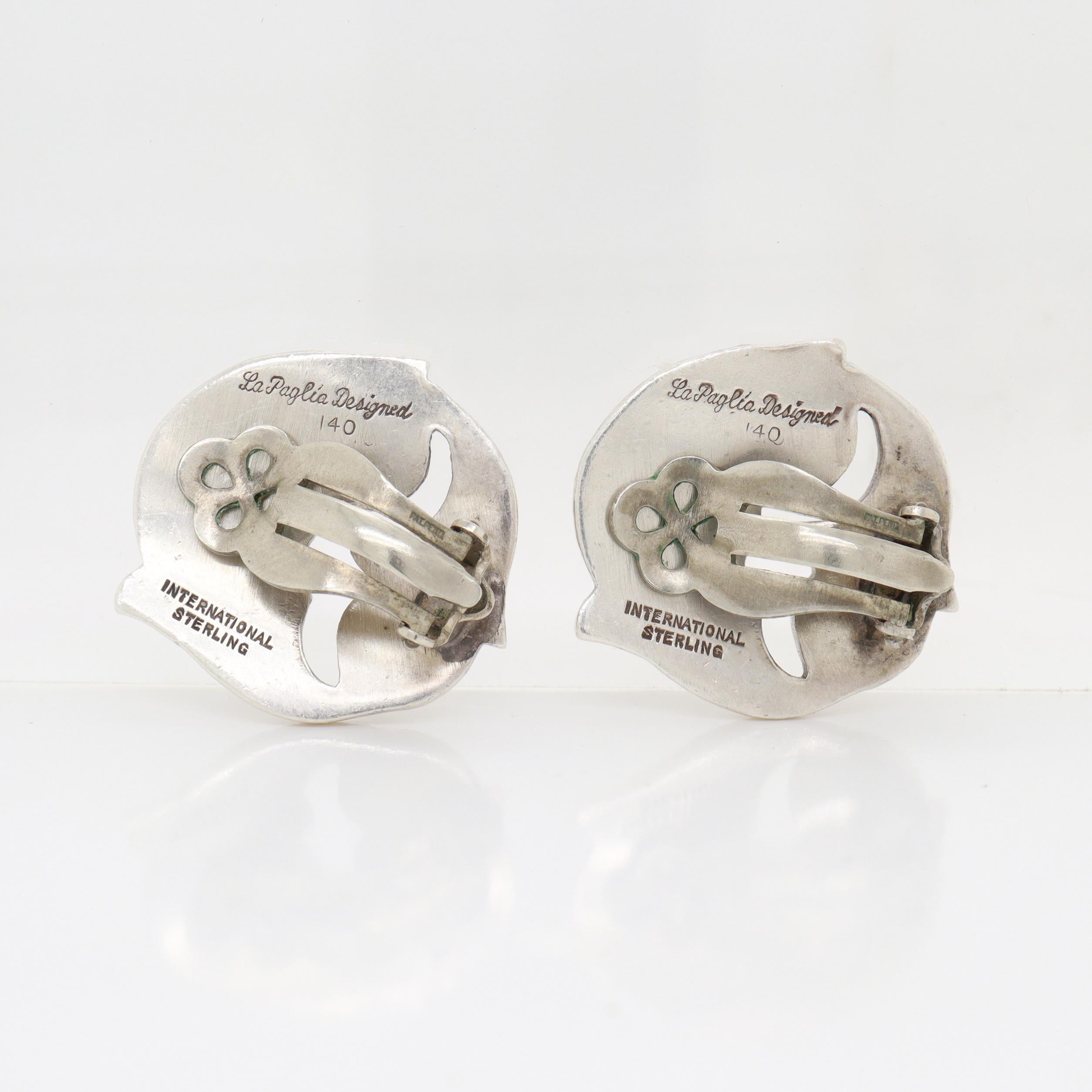 Vintage La Paglia for International Sterling Silver Clip-On Earrings No. 140 For Sale 10