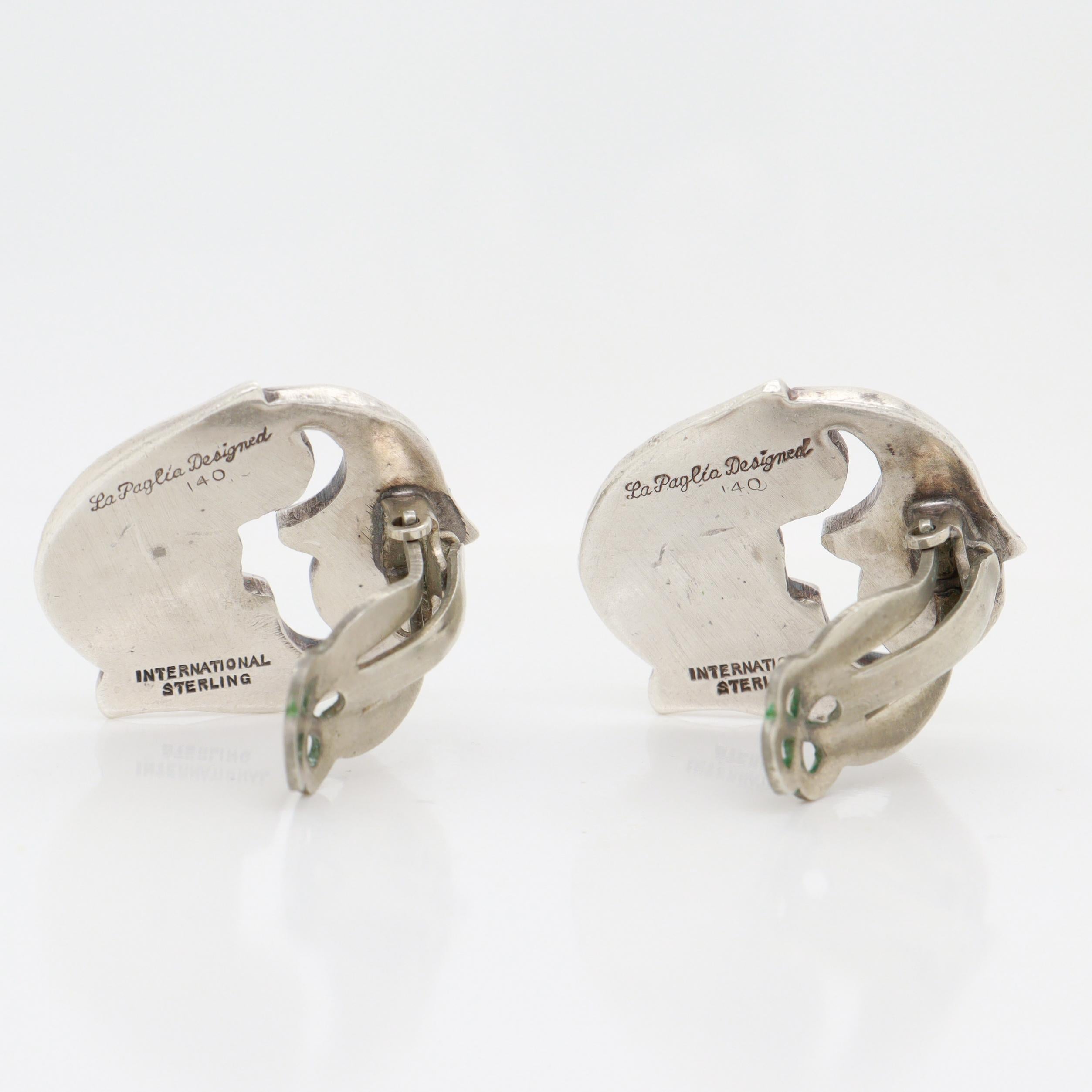 Vintage La Paglia for International Sterling Silver Clip-On Earrings No. 140 For Sale 11