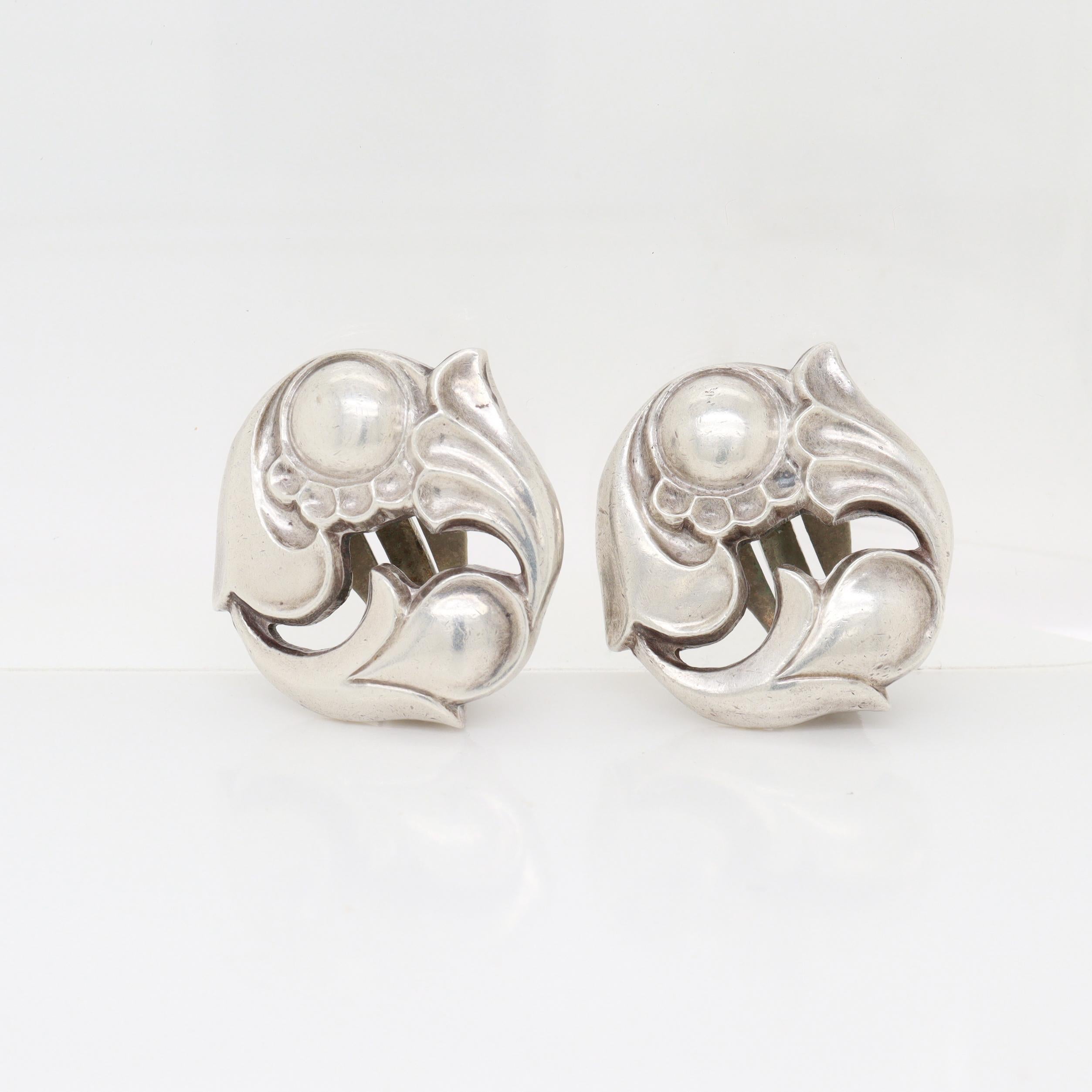 Vintage La Paglia for International Sterling Silver Clip-On Earrings No. 140 For Sale 2