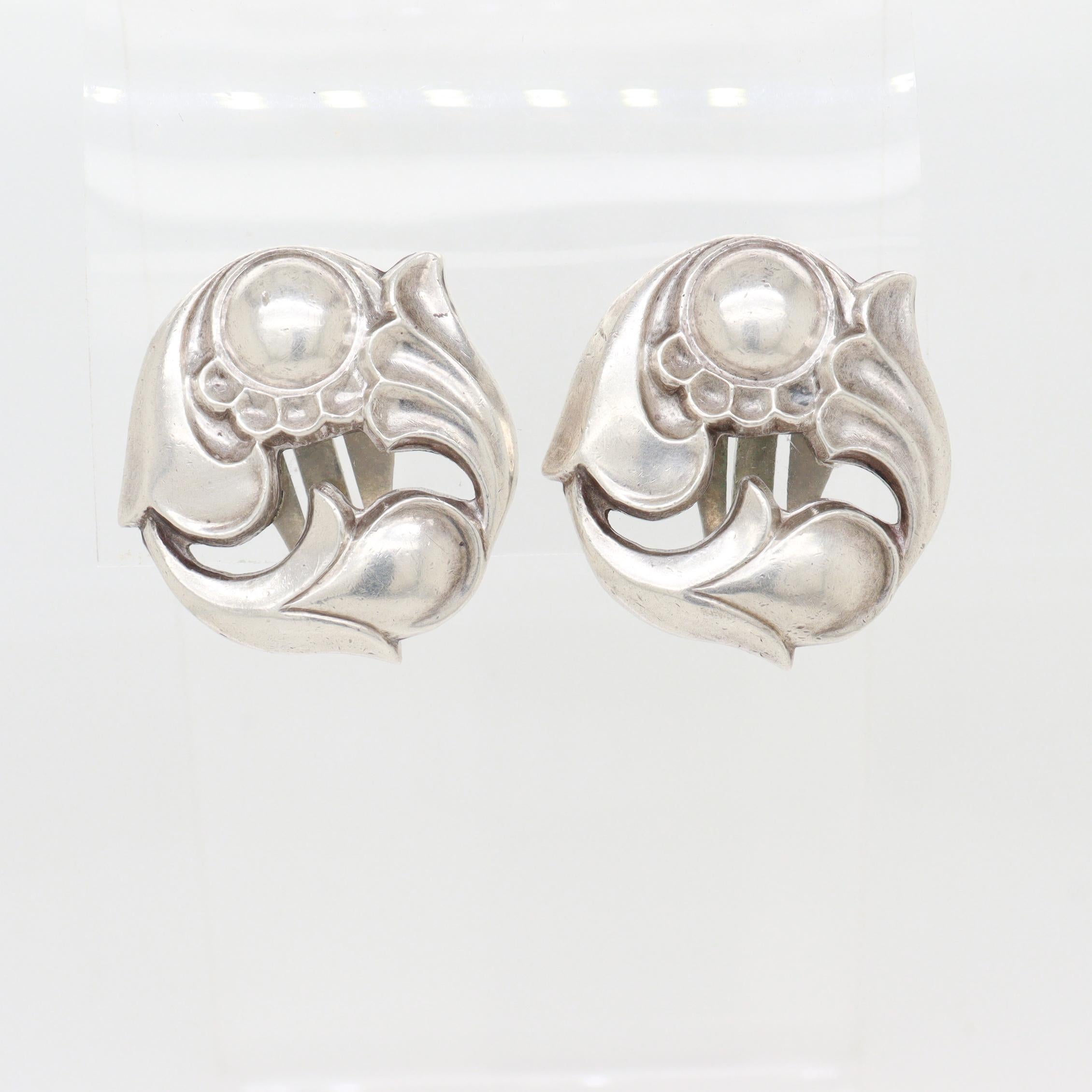 Vintage La Paglia for International Sterling Silver Clip-On Earrings No. 140 For Sale 3