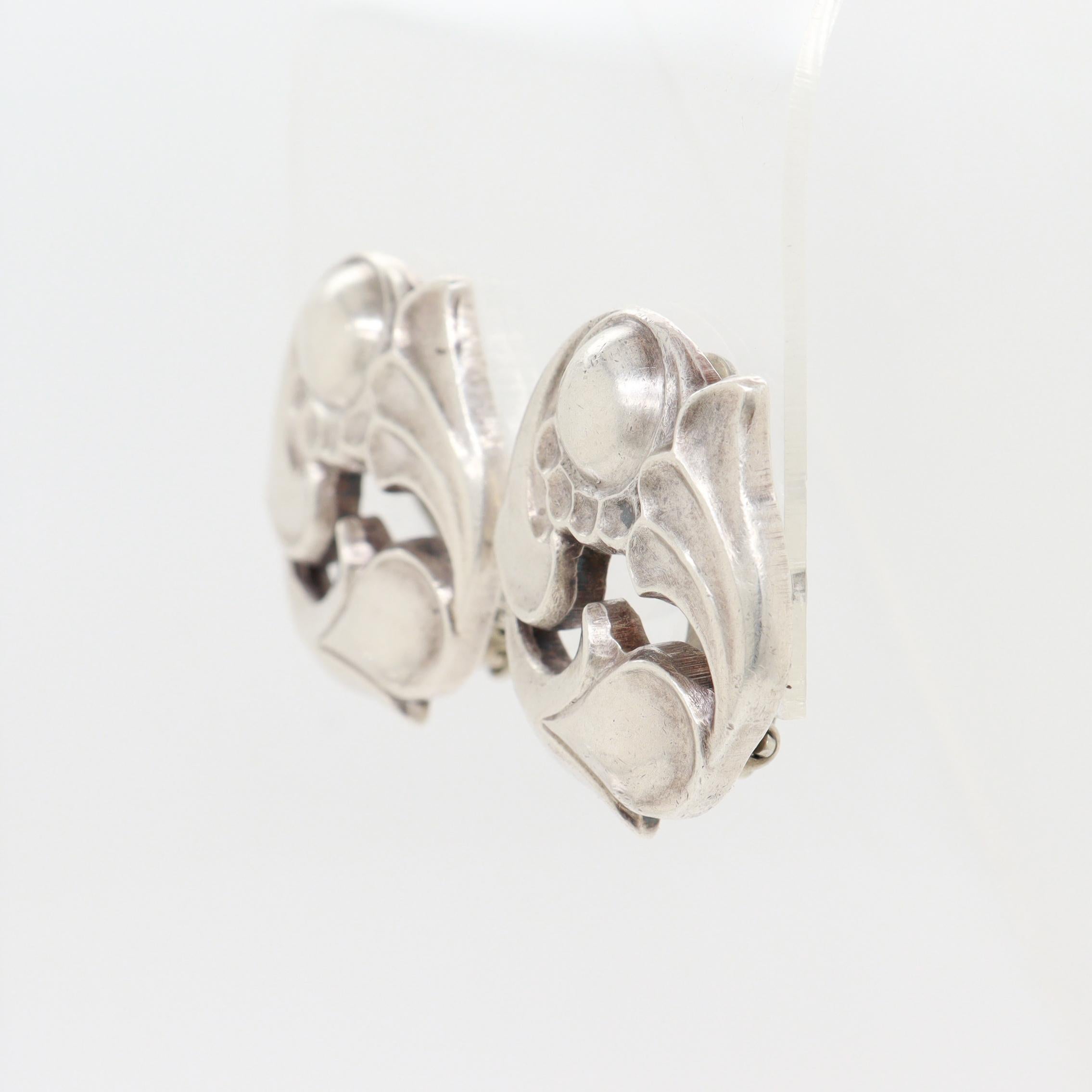 Vintage La Paglia for International Sterling Silver Clip-On Earrings No. 140 For Sale 4