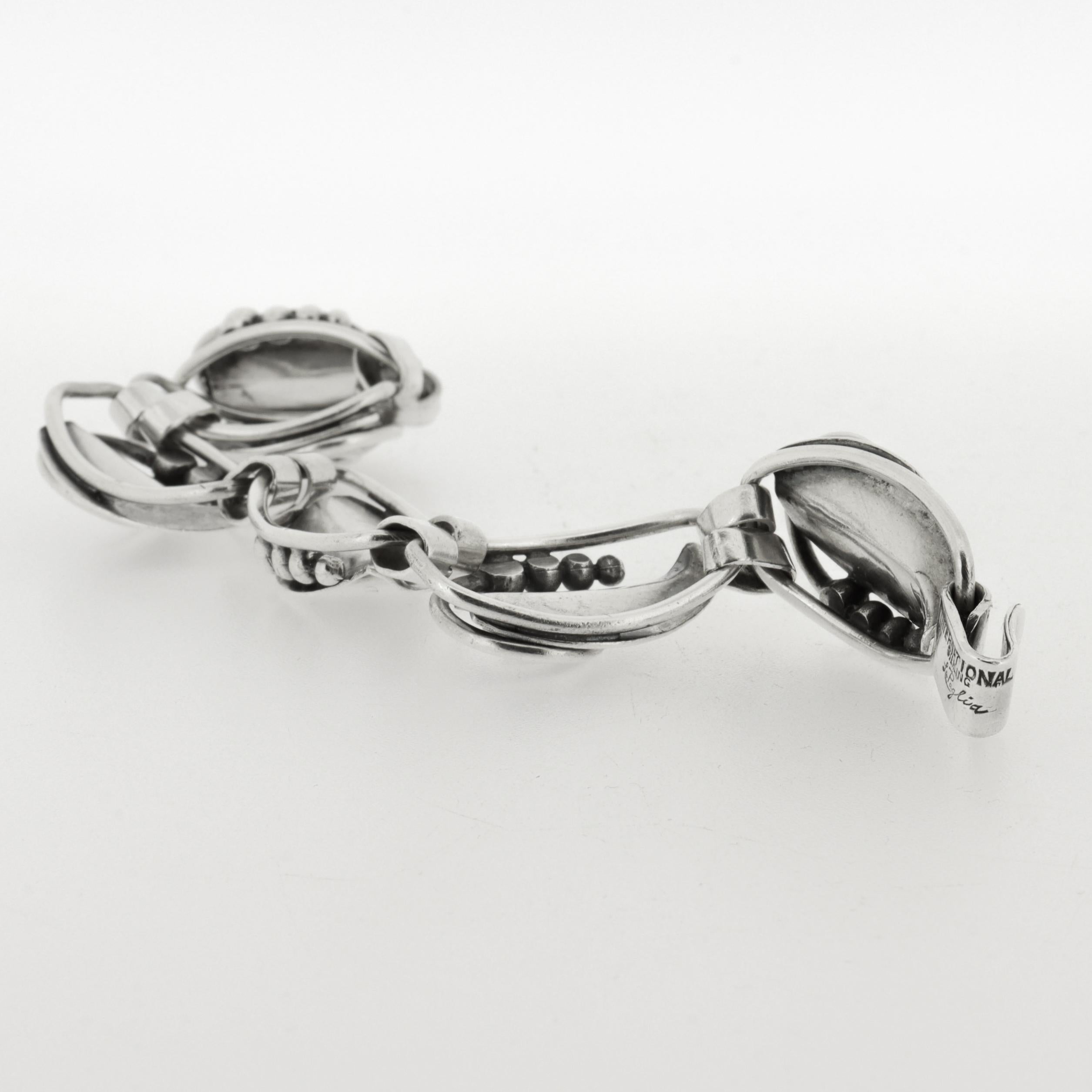 Bracciale vintage La Paglia in argento 925 di metà secolo con maglie a forma di foglia in vendita 10