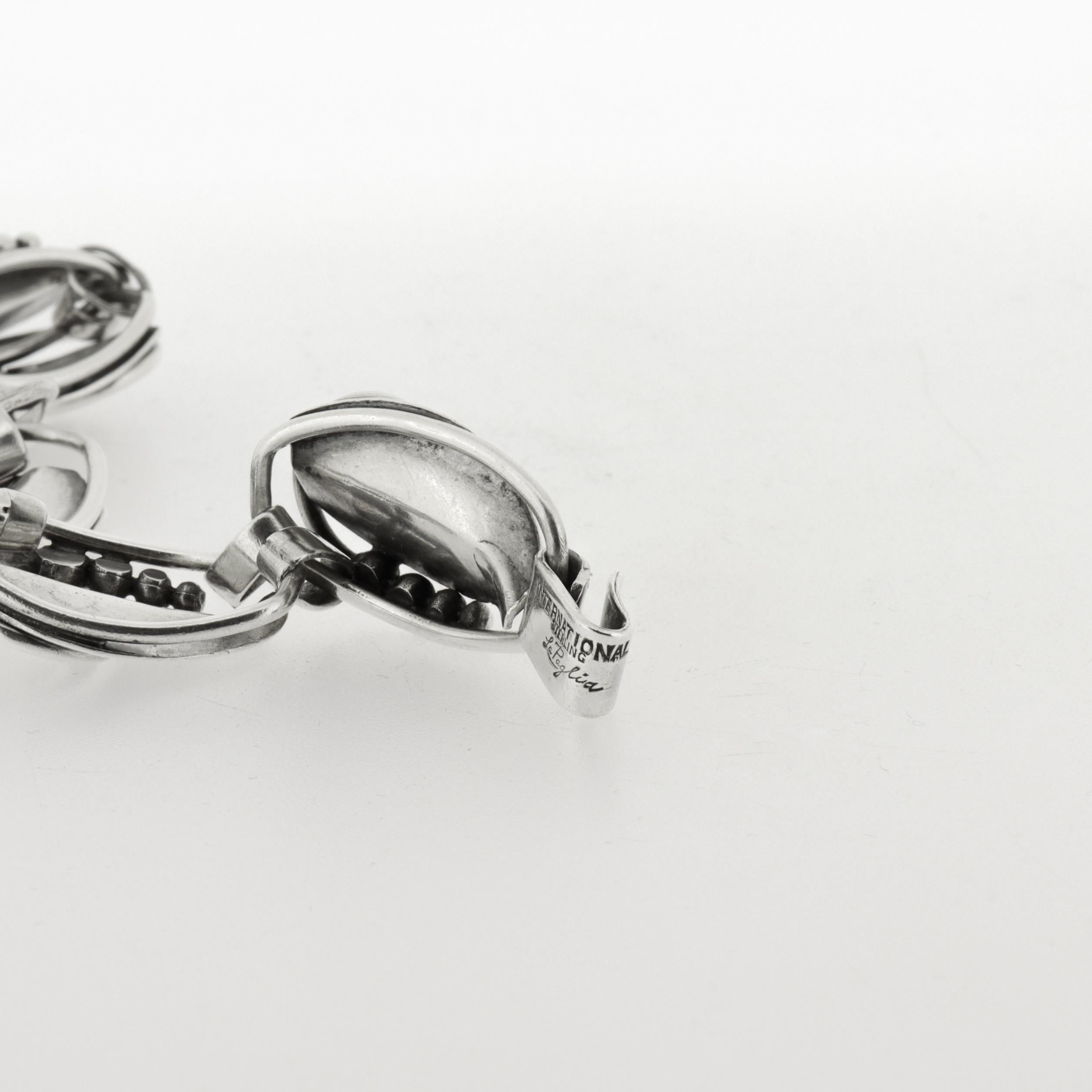 Bracciale vintage La Paglia in argento 925 di metà secolo con maglie a forma di foglia in vendita 11