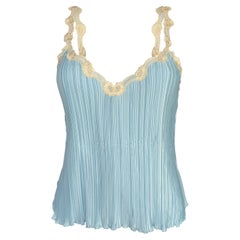 Vintage La Perla Pleated Baby Blue Cami Top