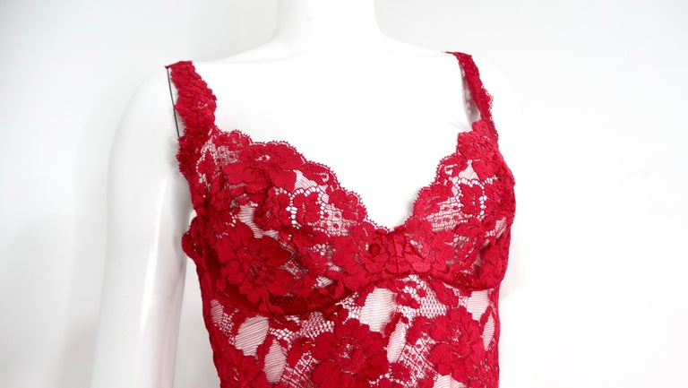 Vintage La Perla Red Lace Slip Dress at 1stDibs