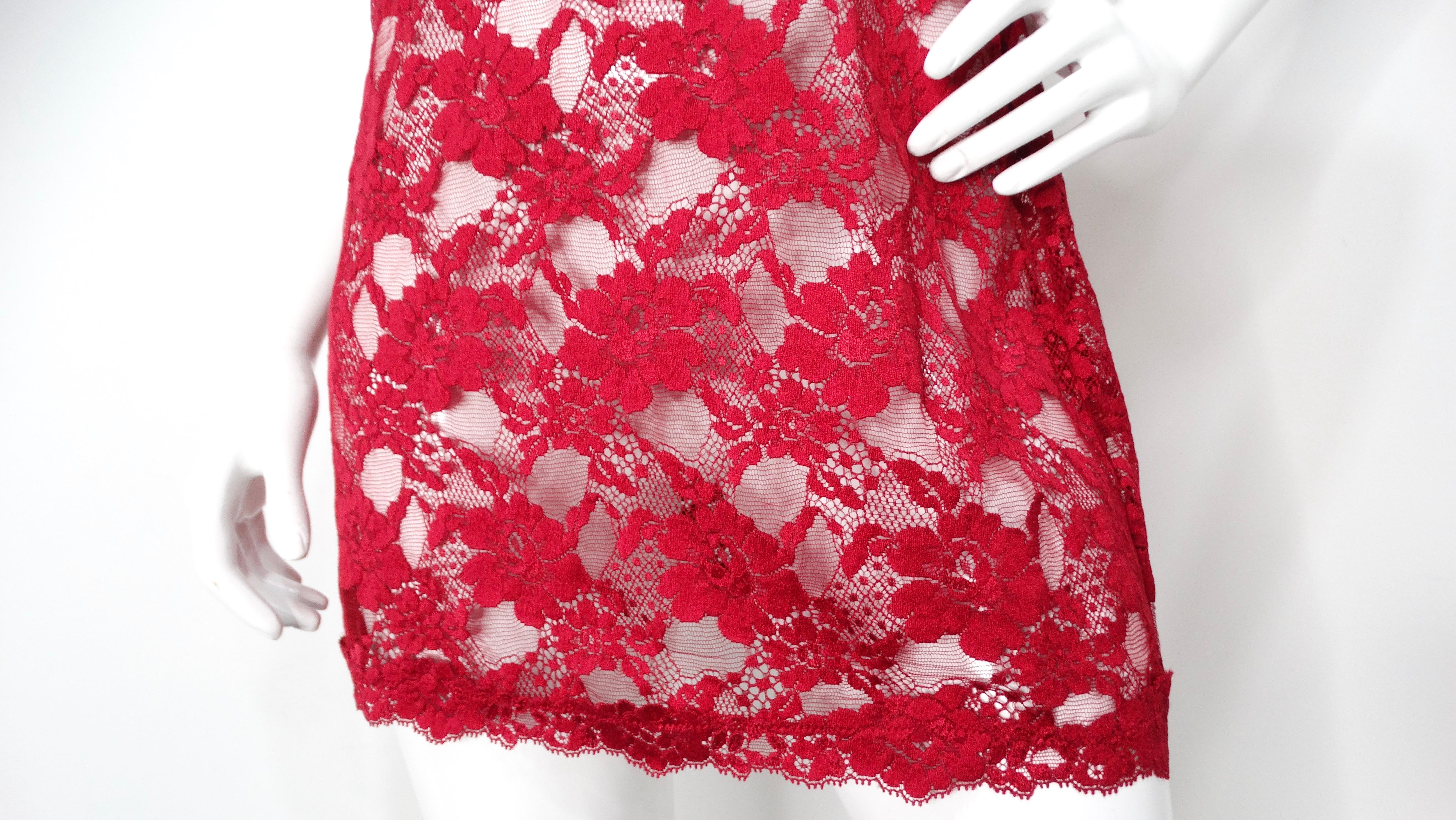 Vintage La Perla Red Lace Slip Dress In Good Condition For Sale In Scottsdale, AZ