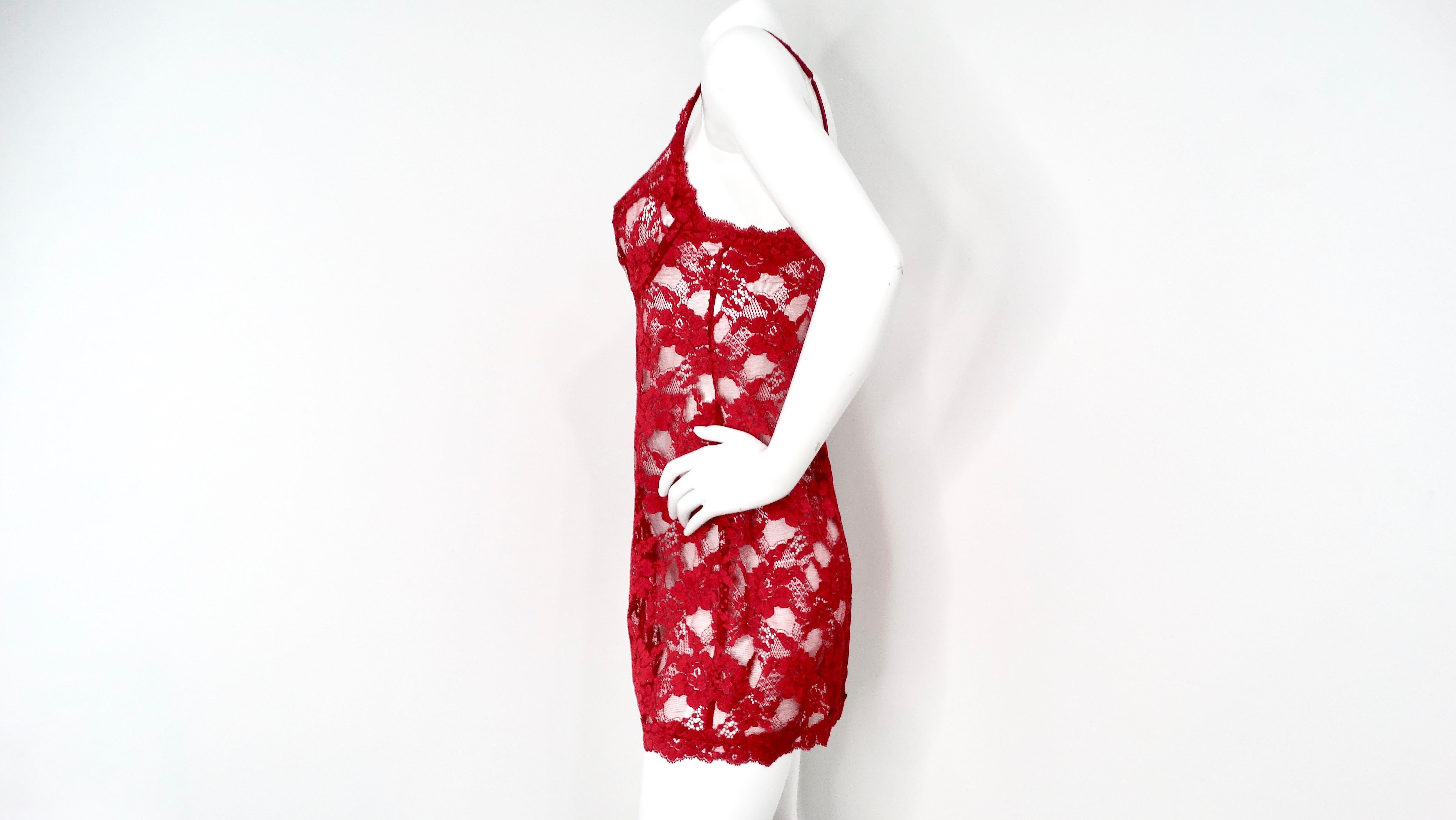 Women's Vintage La Perla Red Lace Slip Dress For Sale