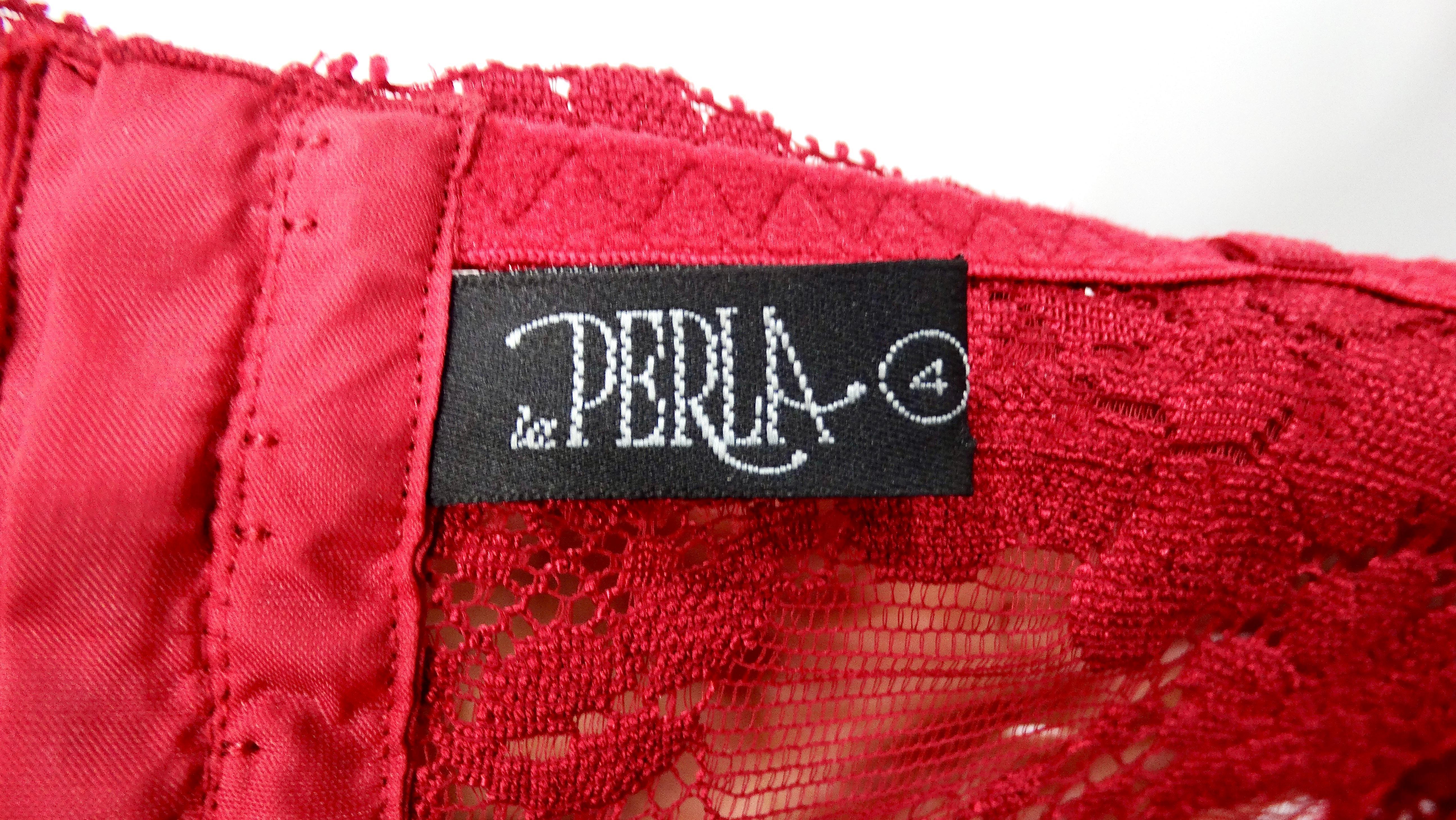Vintage La Perla Red Lace Slip Dress For Sale 2