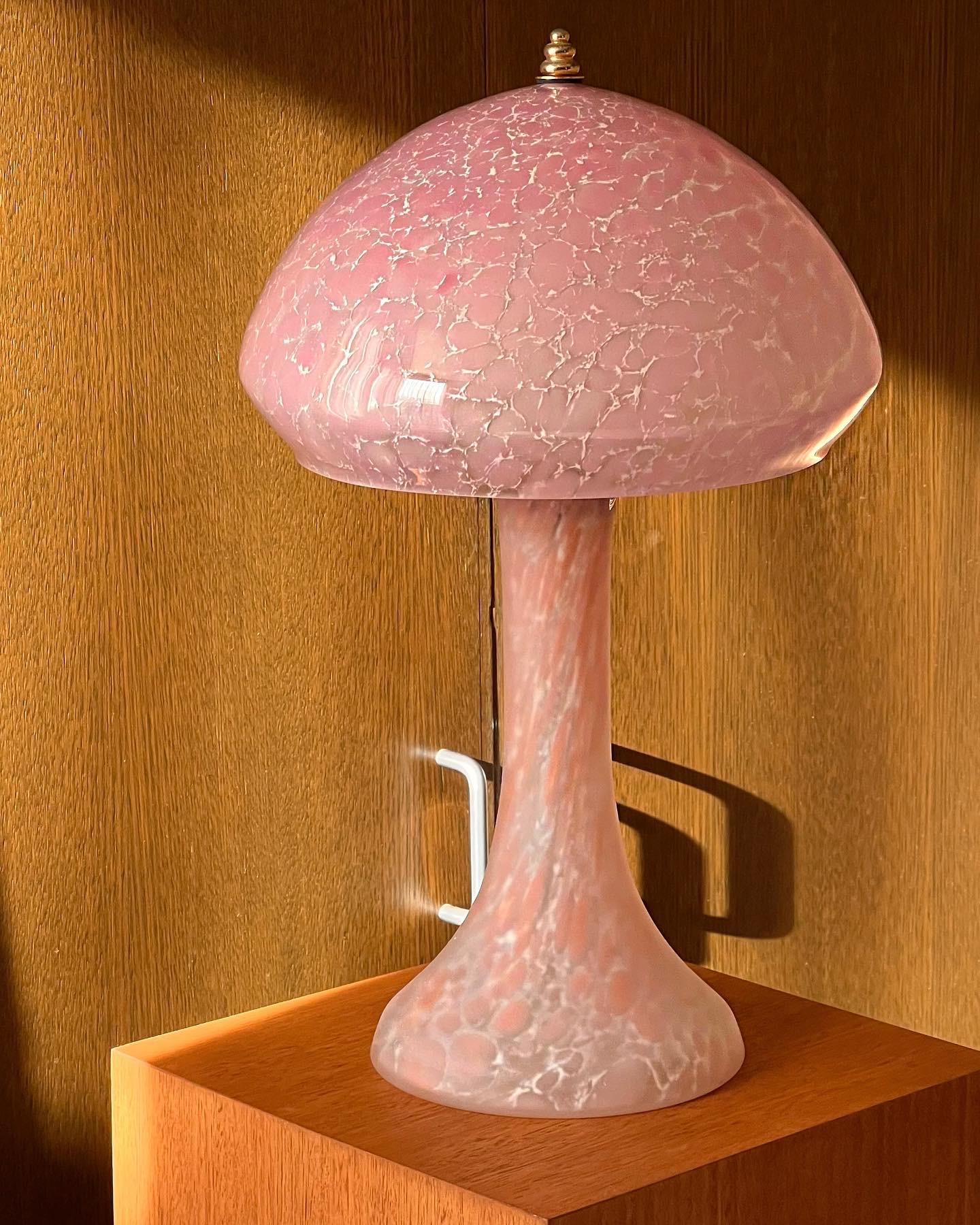 Stained Glass Vintage La Rochere French Mushroom Table Lamps