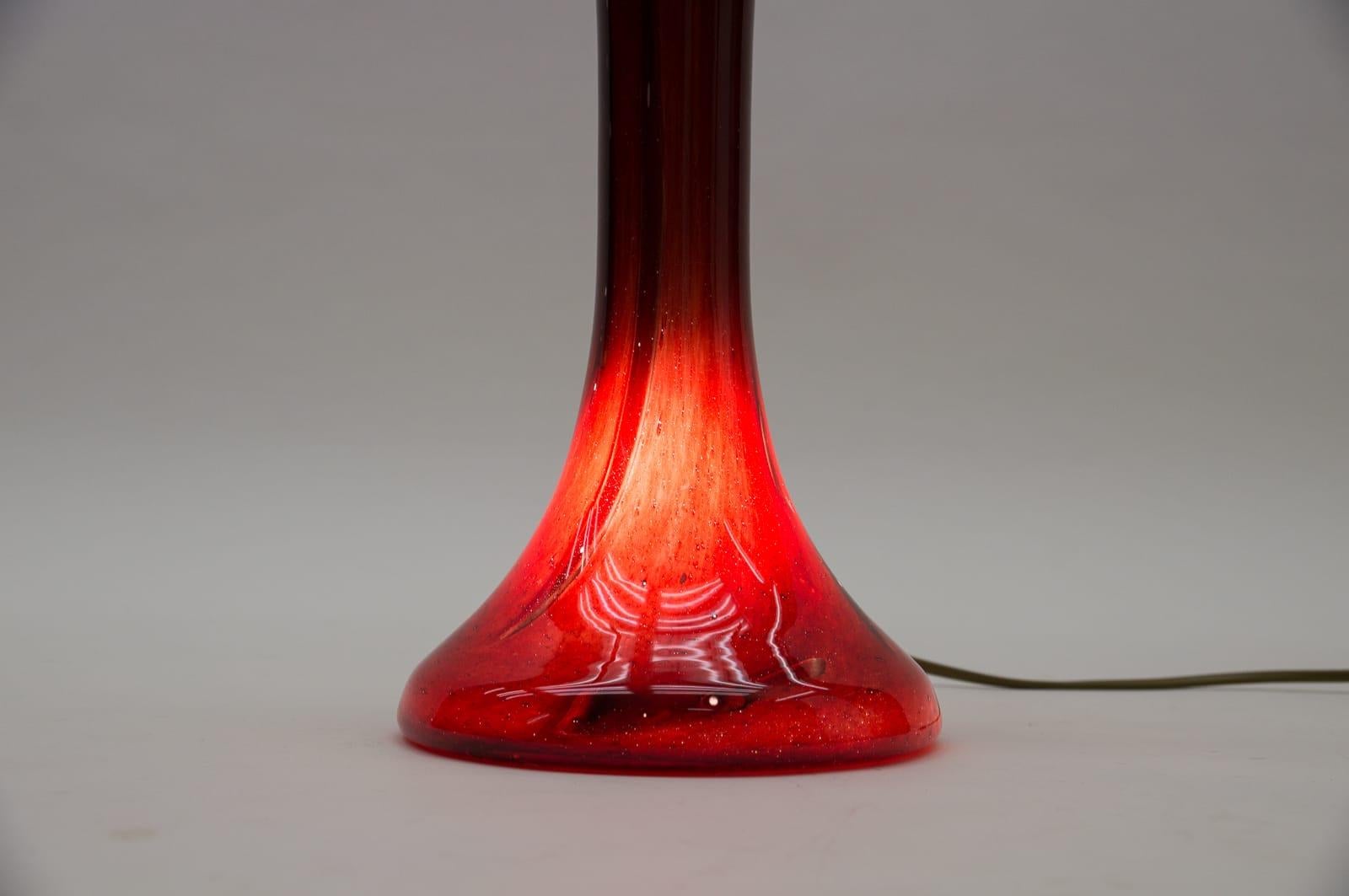 Vintage La Rochere Glass Table Lamp, Signed, 1970s 3