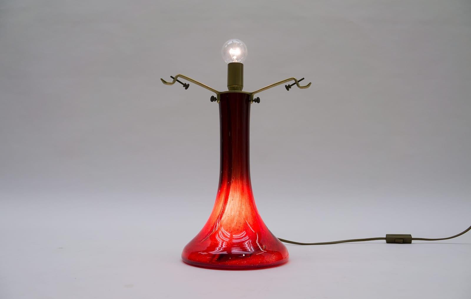 Vintage La Rochere Glass Table Lamp, Signed, 1970s In Excellent Condition In Nürnberg, Bayern