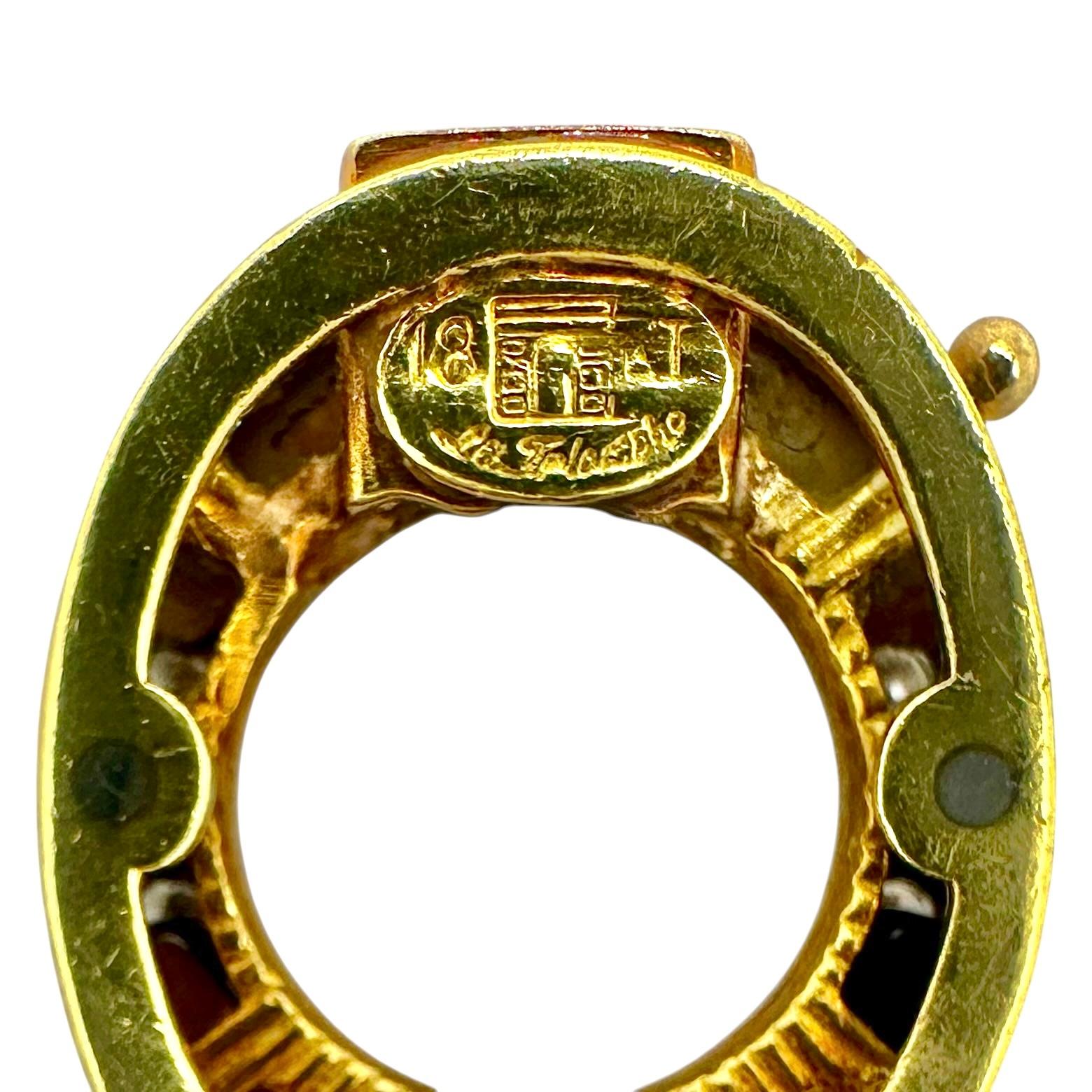 Women's Vintage La Triomphe 18K Yellow Gold, Tigers-Eye and Diamond Bracelet For Sale