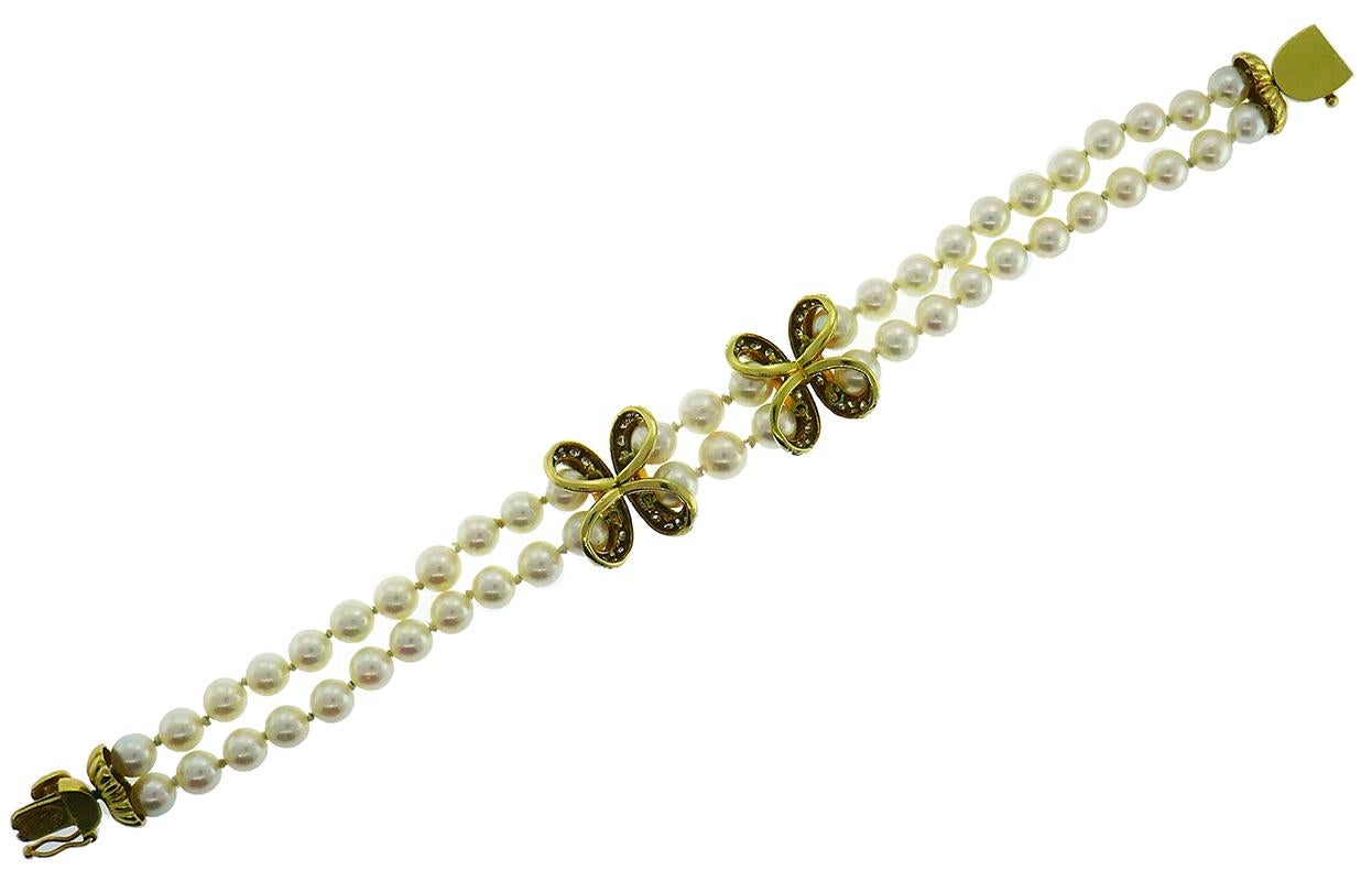 Vintage La Triomphe Pearl 18k Yellow Gold Bracelet In Good Condition In Beverly Hills, CA